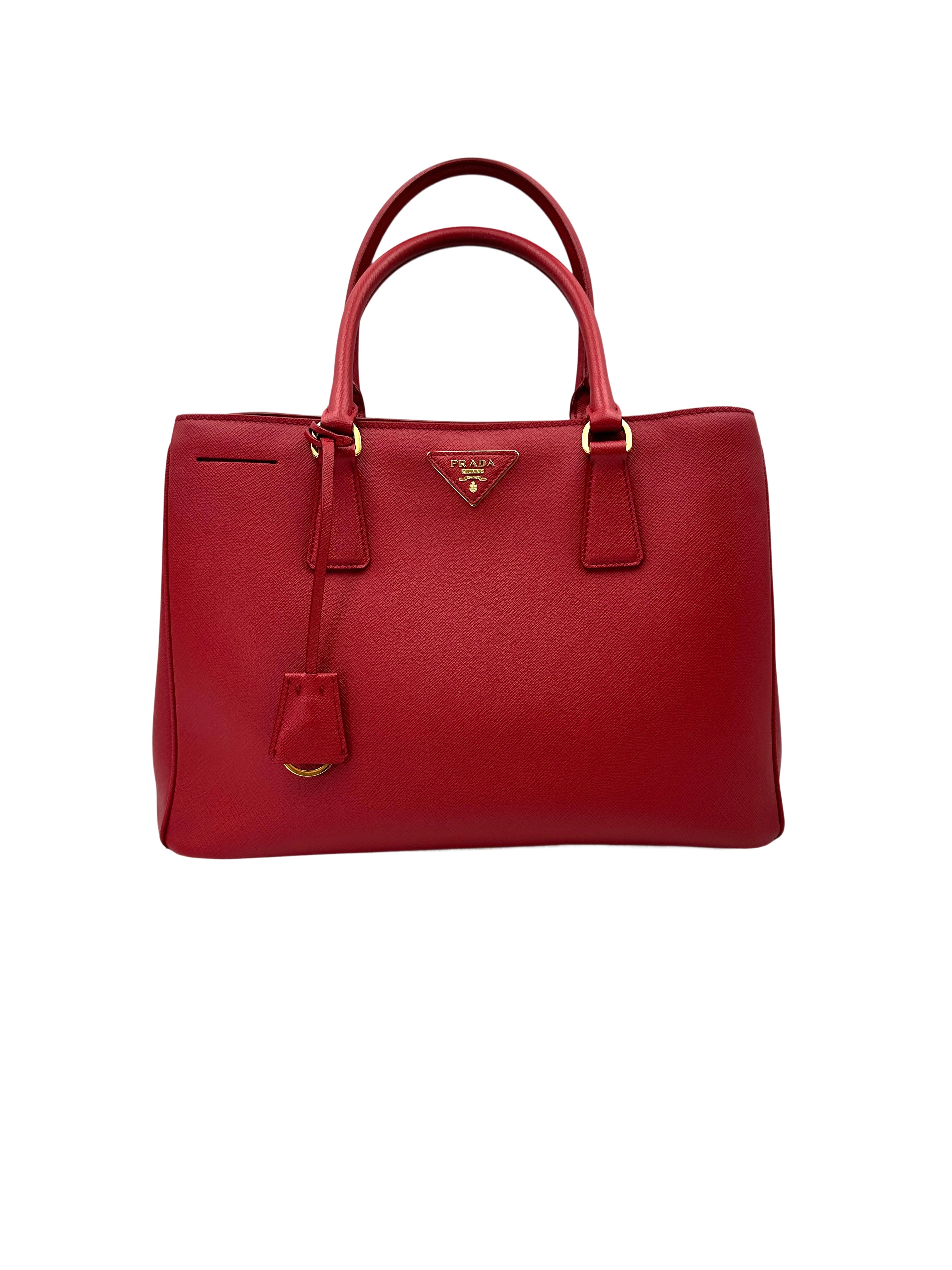 Prada Galleria Red Saffiano Leather Handle Bag PR435