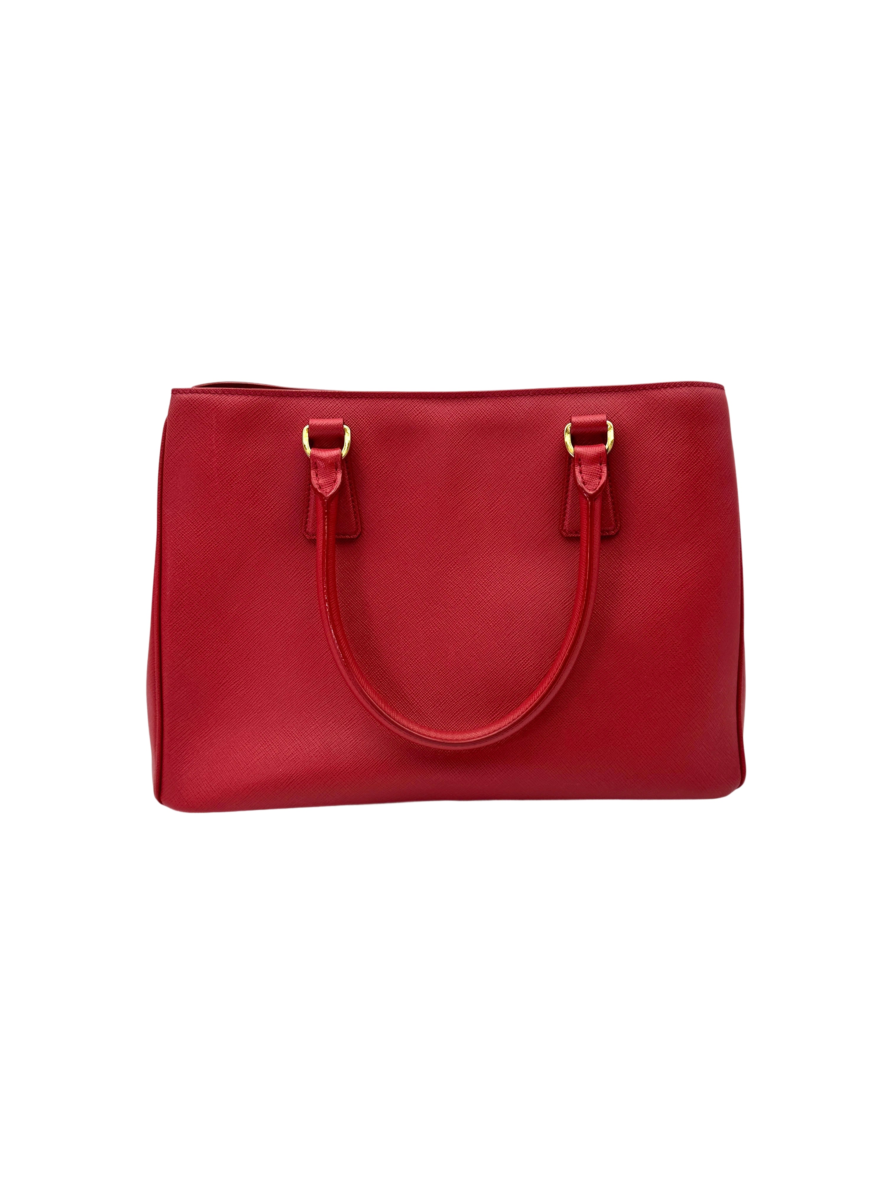 Prada Galleria Red Saffiano Leather Handle Bag PR435