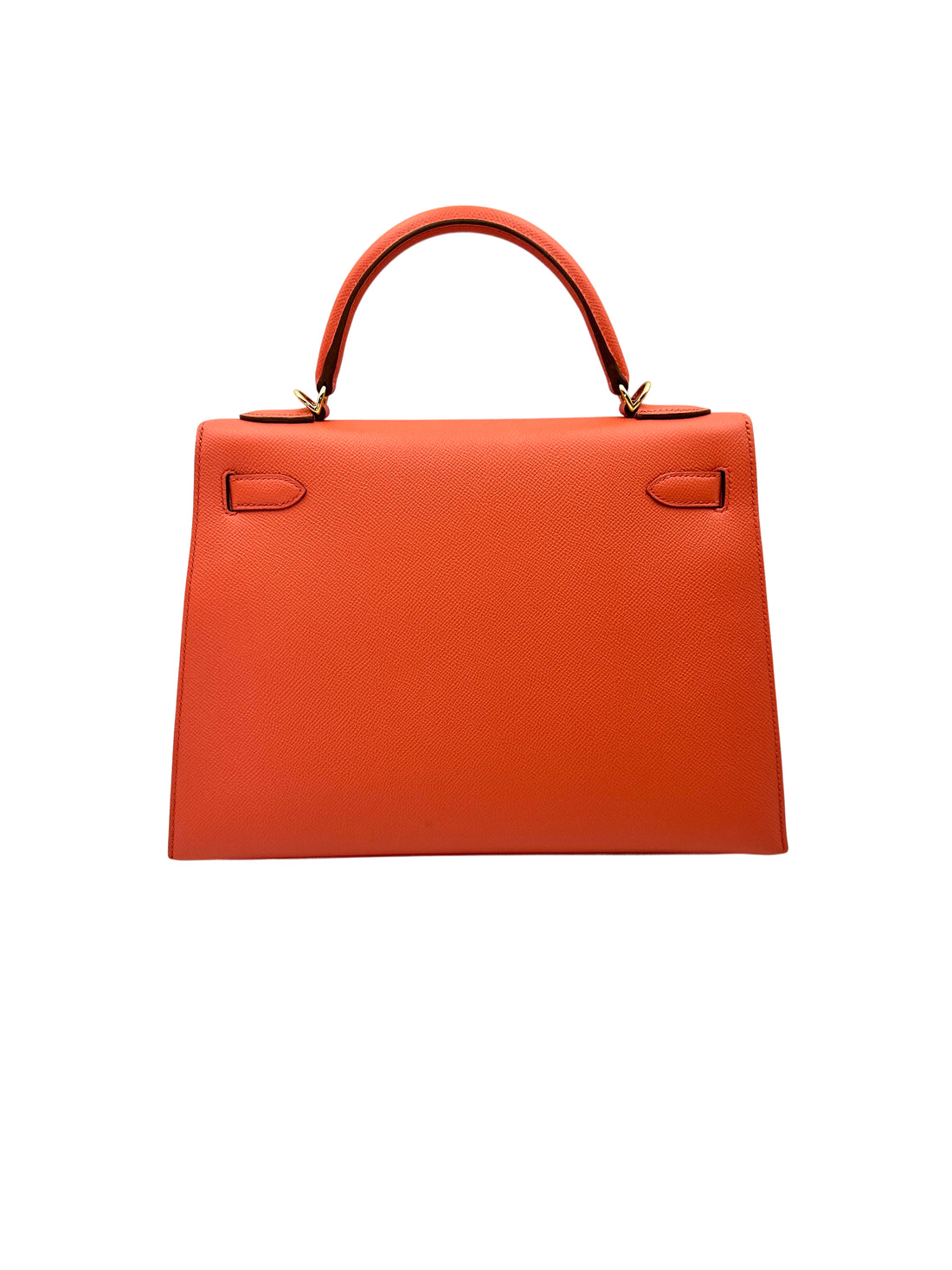 Hermes Kelly32 Orange Leather Top Handle Bag With Gold Hardware HR119