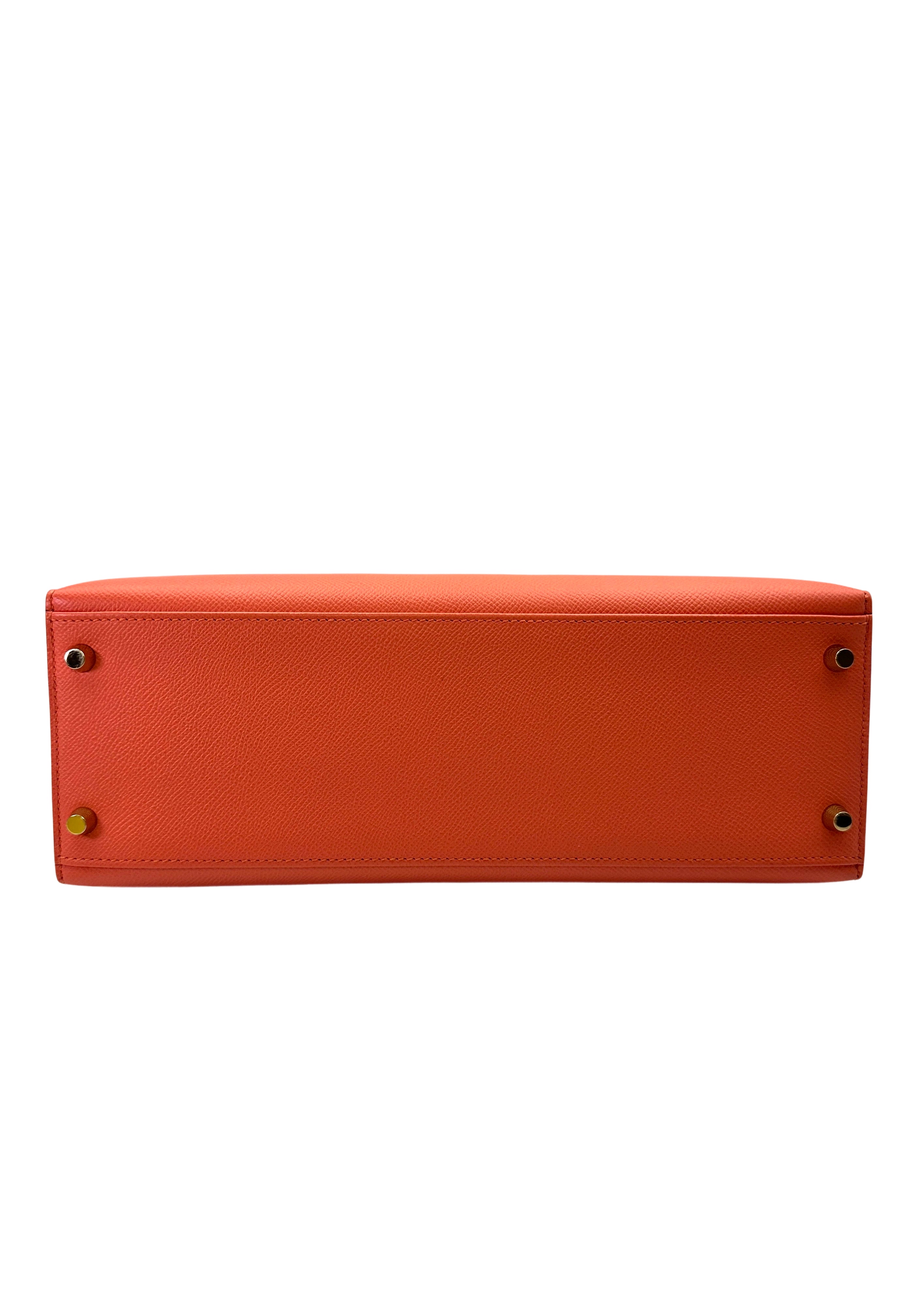 Hermes Kelly32 Orange Leather Top Handle Bag With Gold Hardware HR119