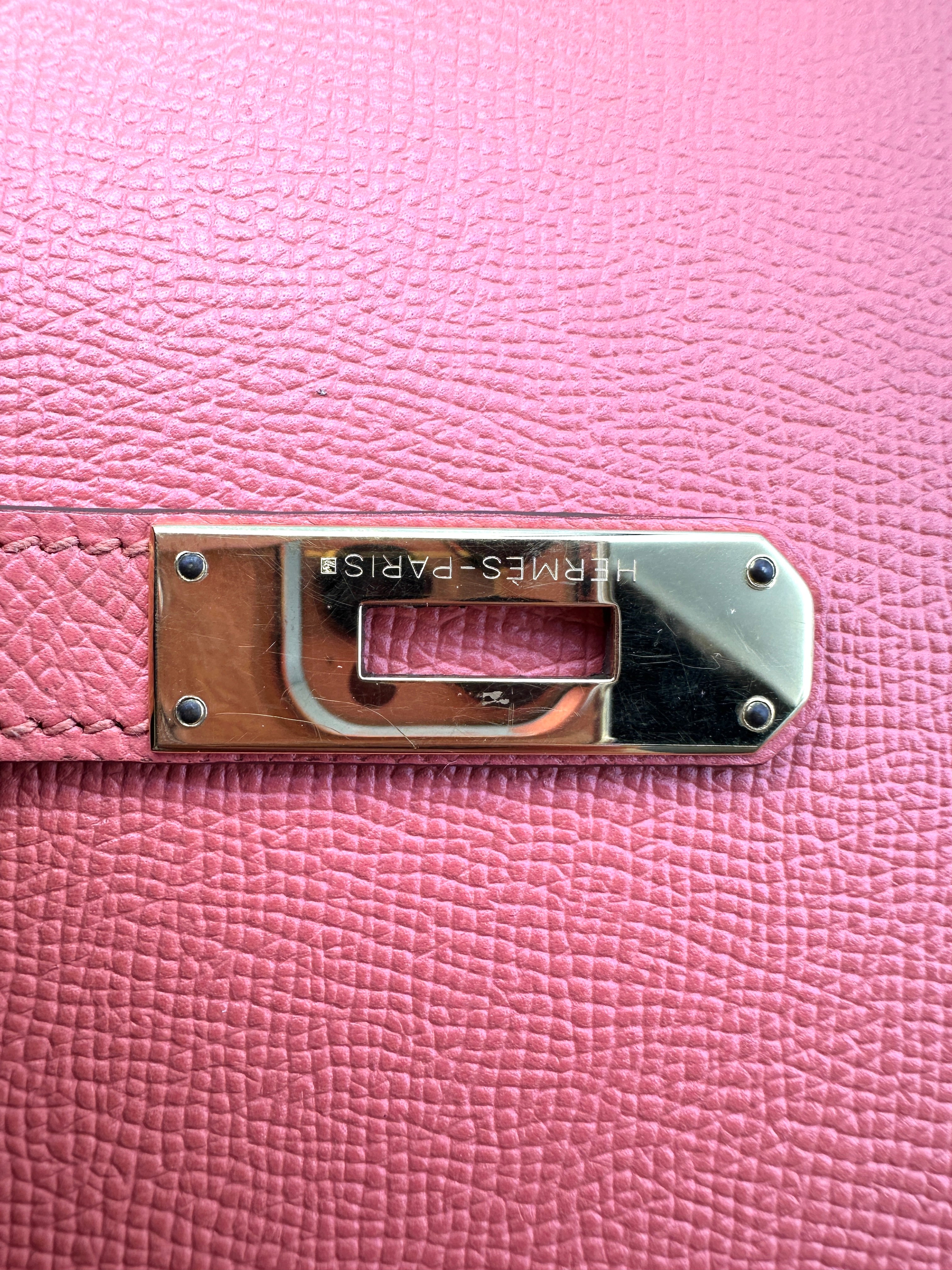 Hermes Kelly32 Orange Leather Top Handle Bag With Gold Hardware HR119