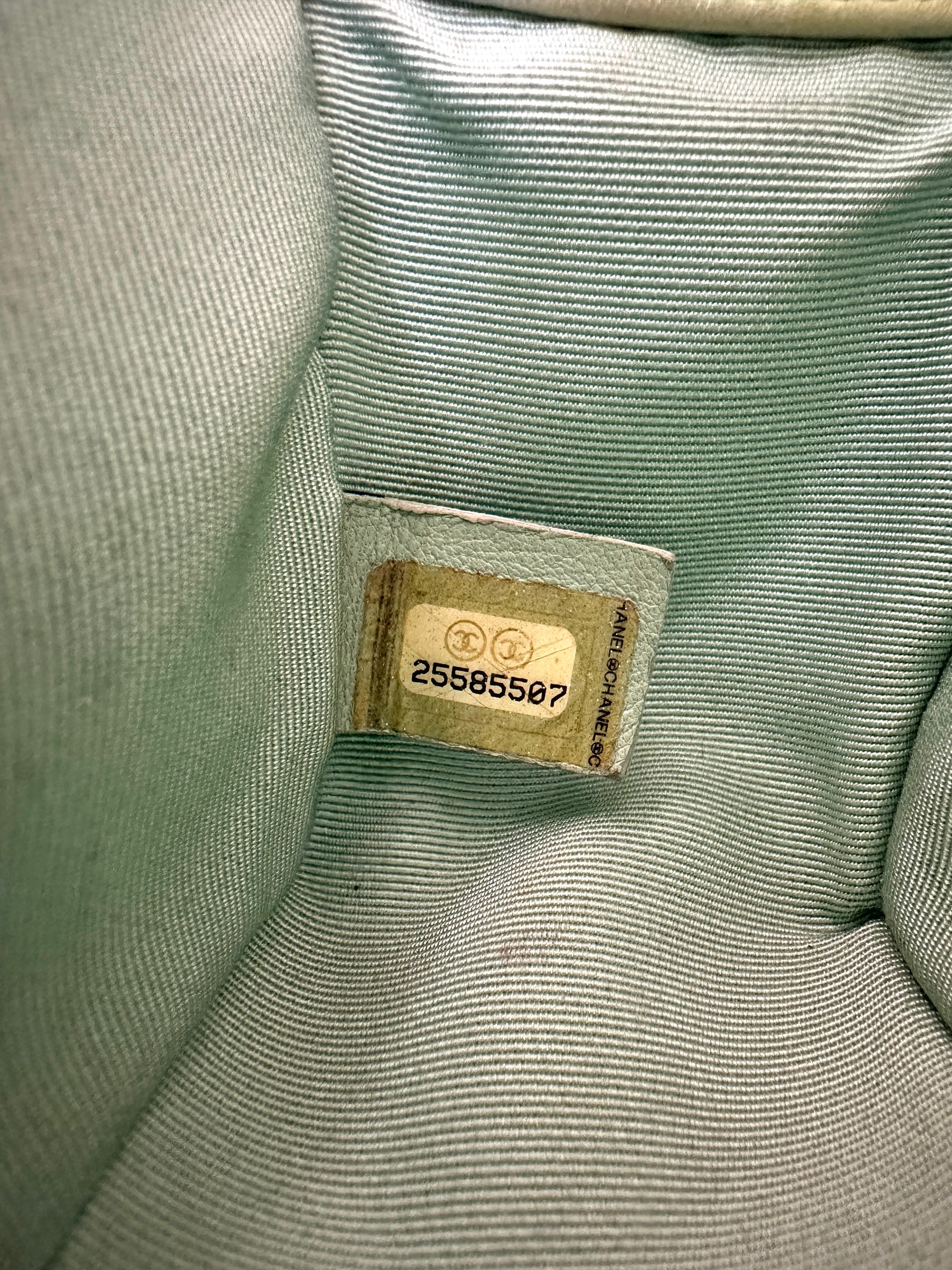 Chanel LeBoy Metallic Iridescent Light Green Chevron Quilted Small Size Flap Bag(25***07) CC2091