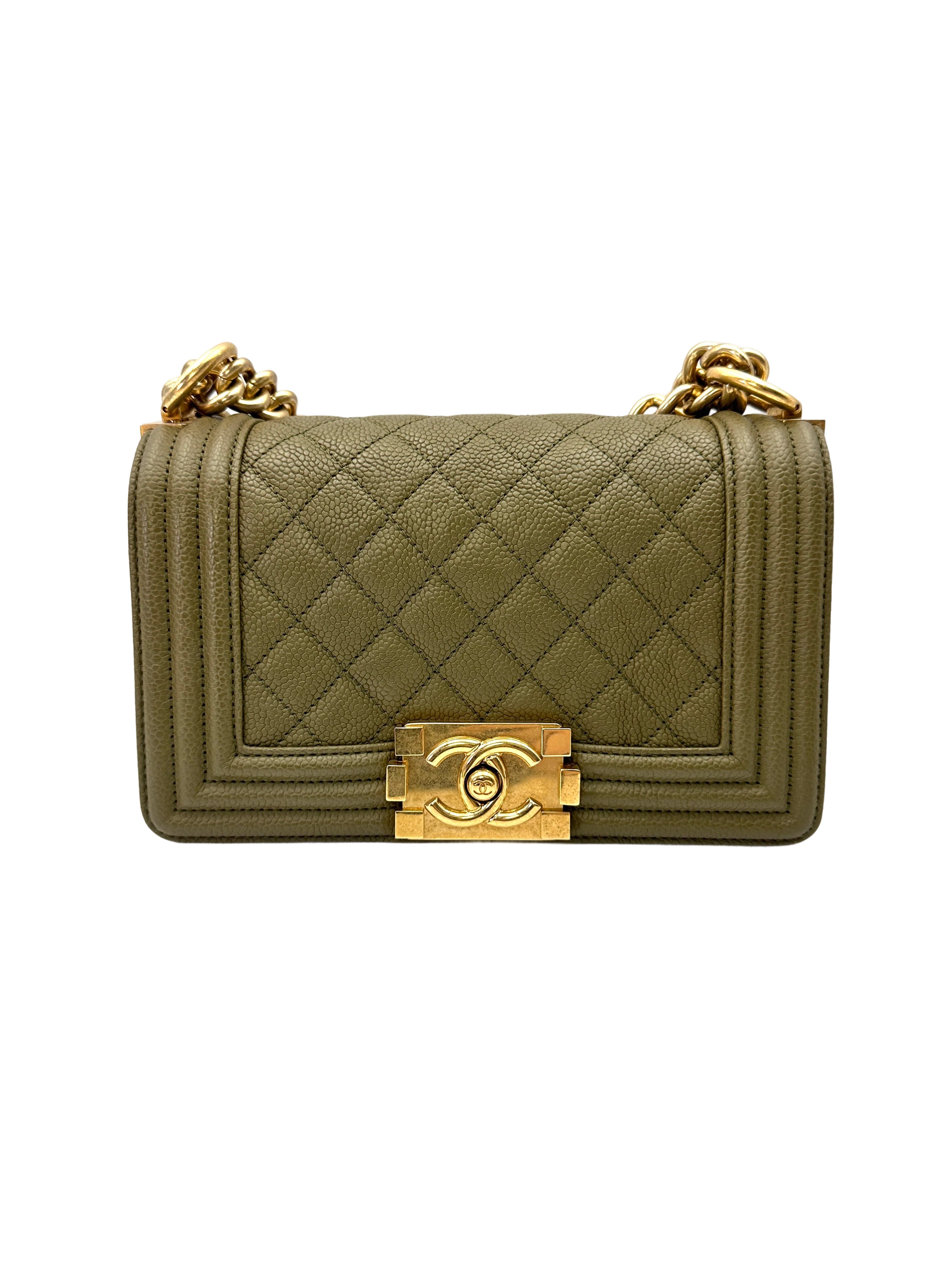 Chanel LeBoy Green Quilted Leather Small Size Flap Bag With Gold Buckle(23***93) CC2090