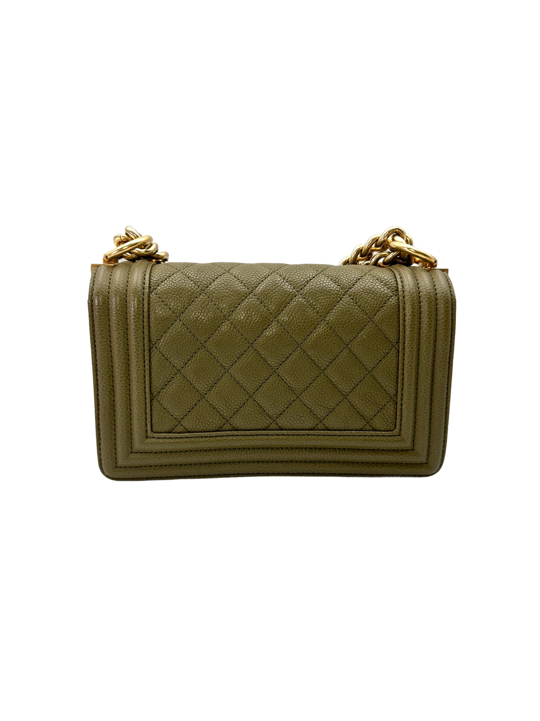 Chanel LeBoy Green Quilted Leather Small Size Flap Bag With Gold Buckle(23***93) CC2090