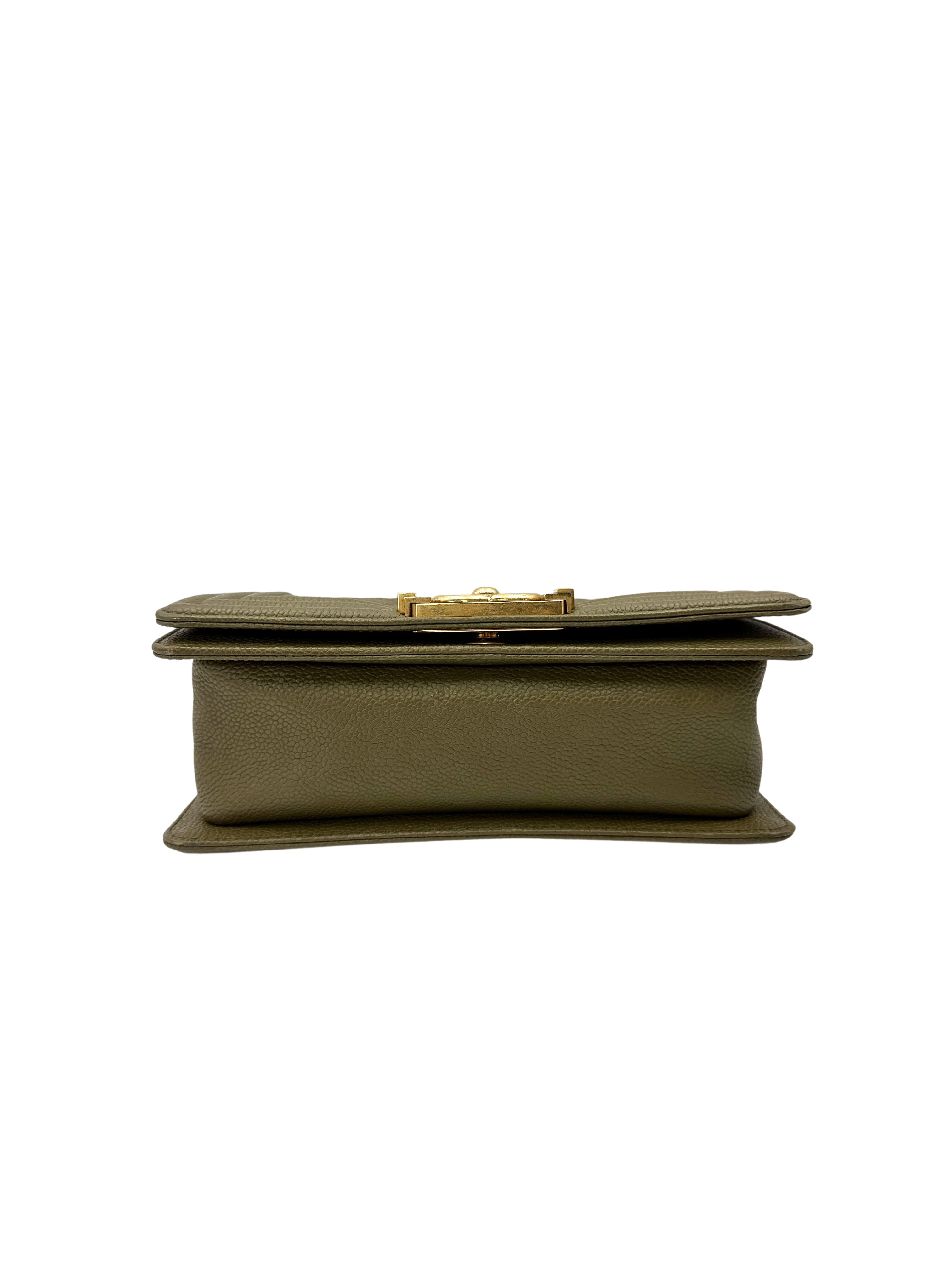 Chanel LeBoy Green Quilted Leather Small Size Flap Bag With Gold Buckle(23***93) CC2090