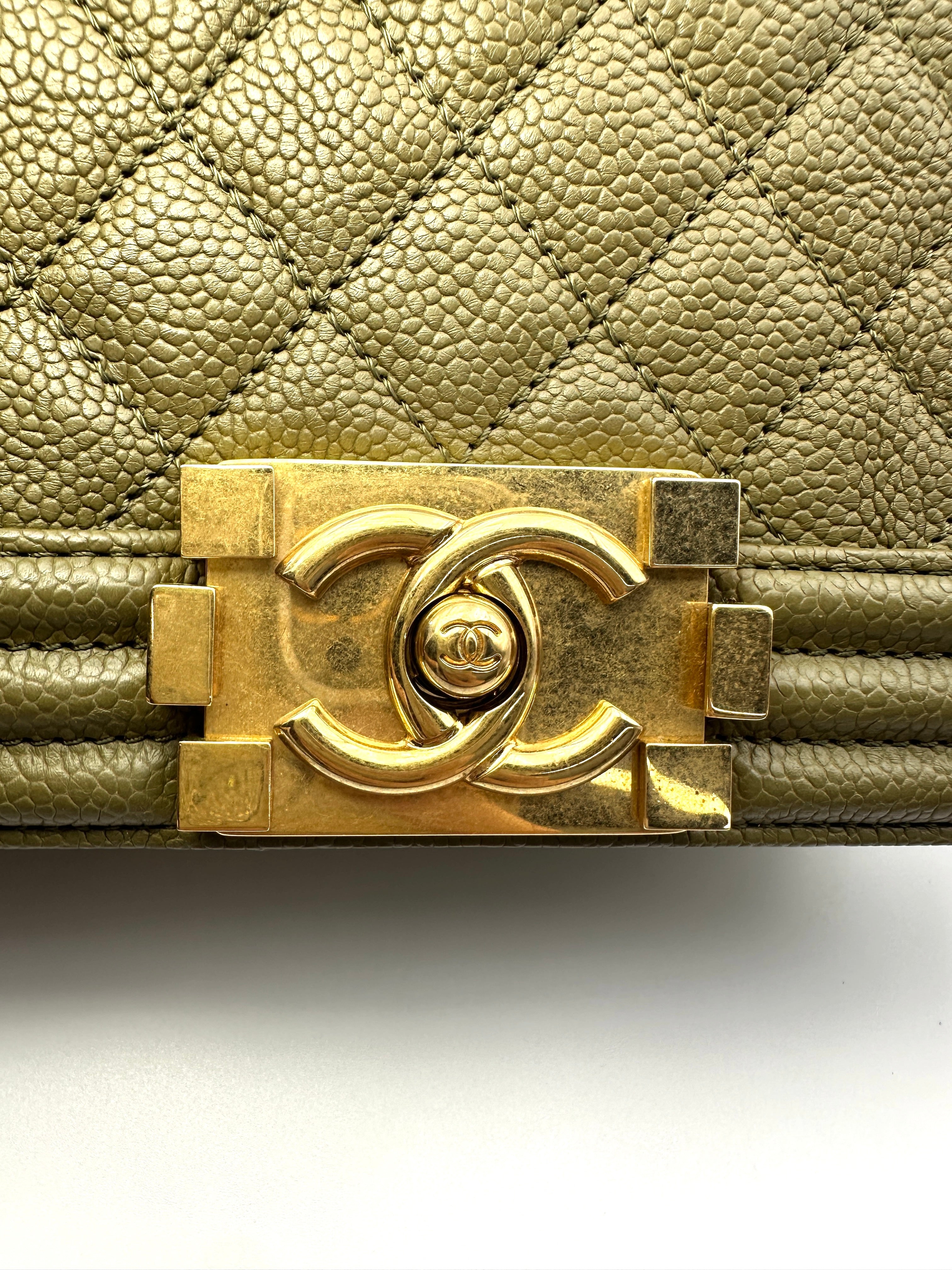 Chanel LeBoy Green Quilted Leather Small Size Flap Bag With Gold Buckle(23***93) CC2090