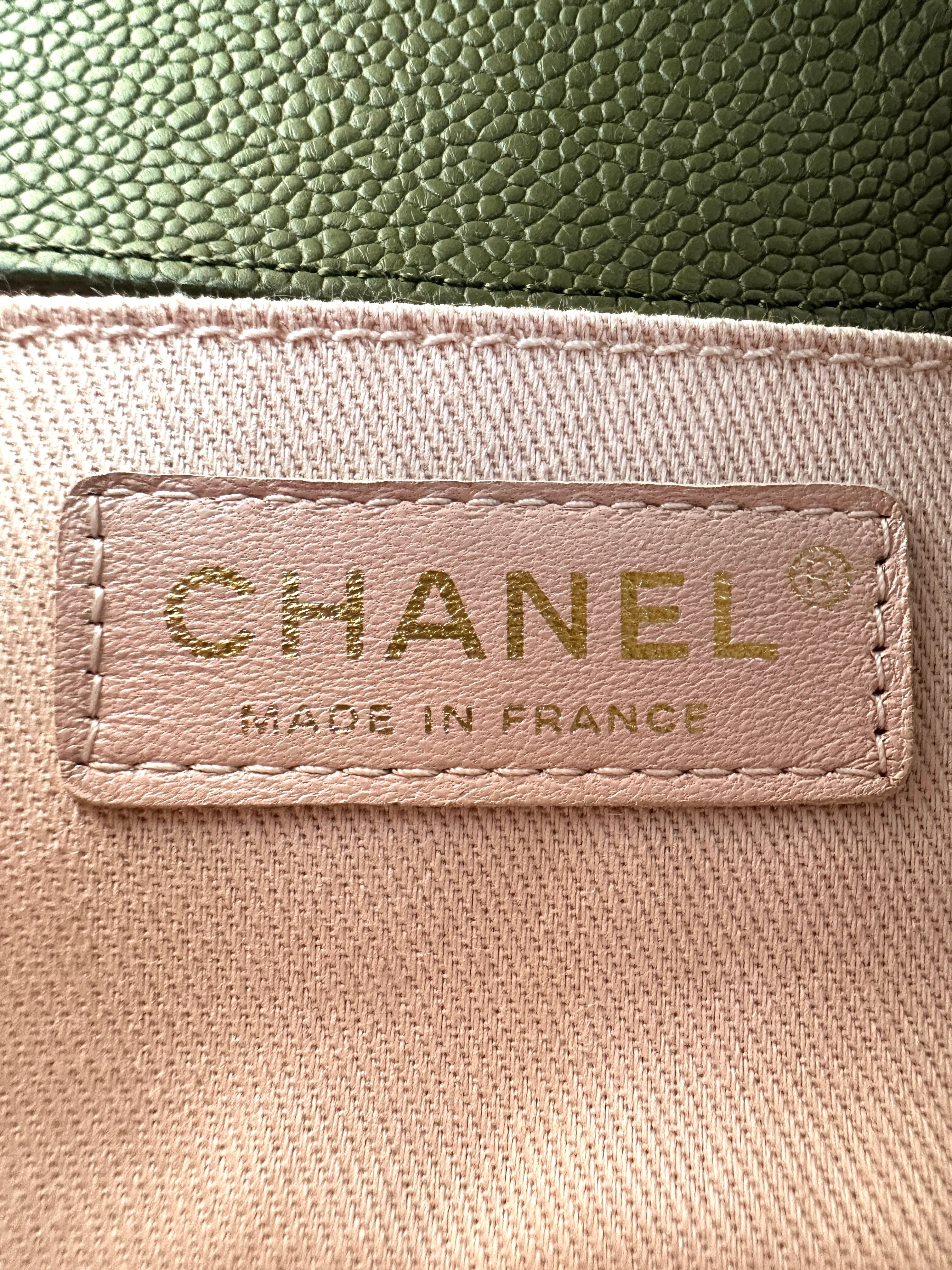 Chanel LeBoy Green Quilted Leather Small Size Flap Bag With Gold Buckle(23***93) CC2090