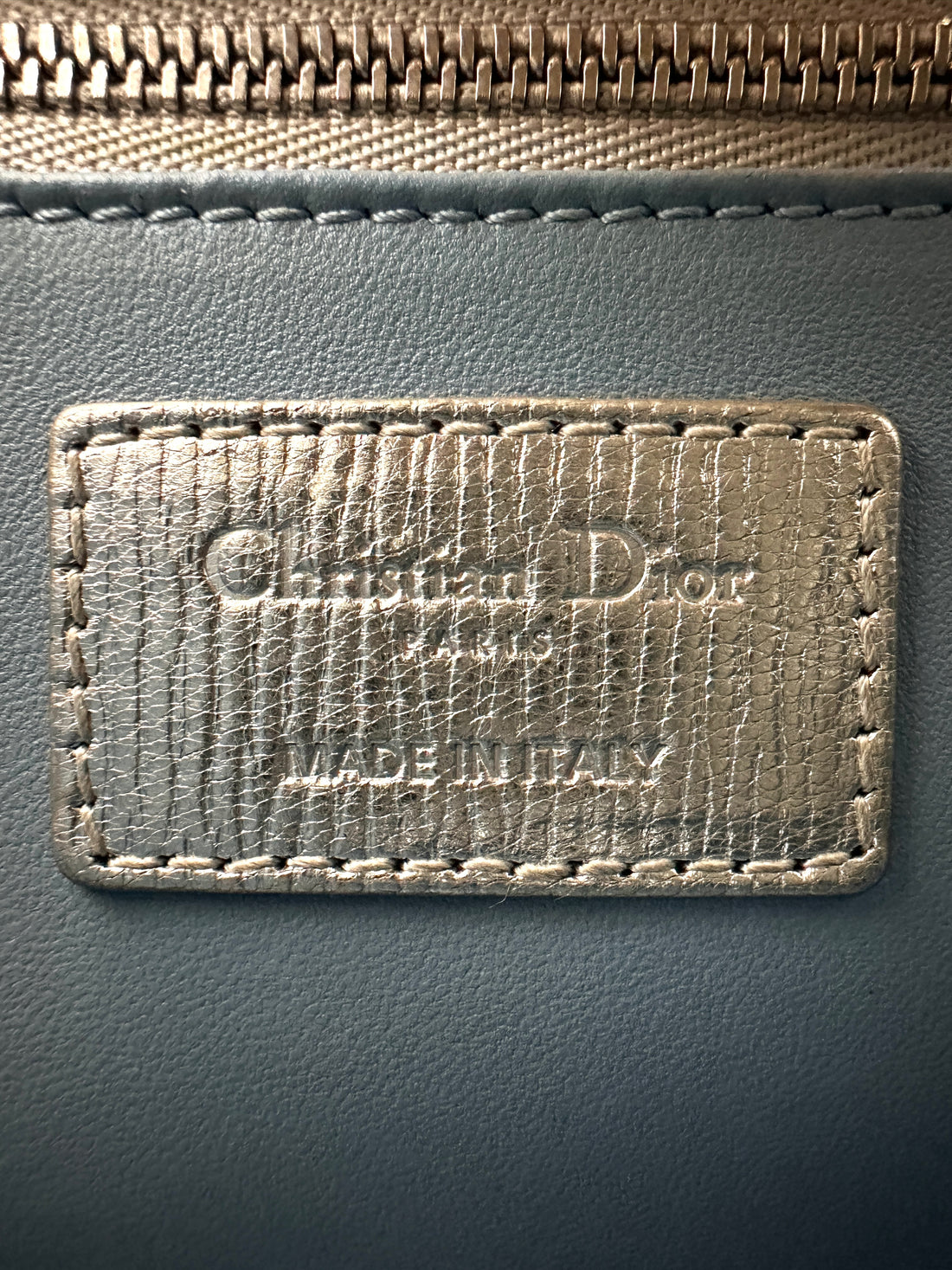 Christian Dior Lady Dior Metallic Silver Cannage Leather Handle Bag With Silver Charms DR772