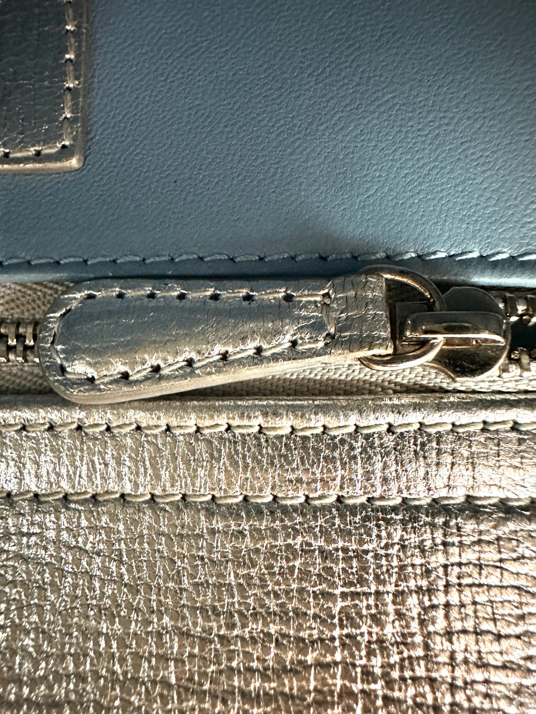 Christian Dior Lady Dior Metallic Silver Cannage Leather Handle Bag With Silver Charms DR772