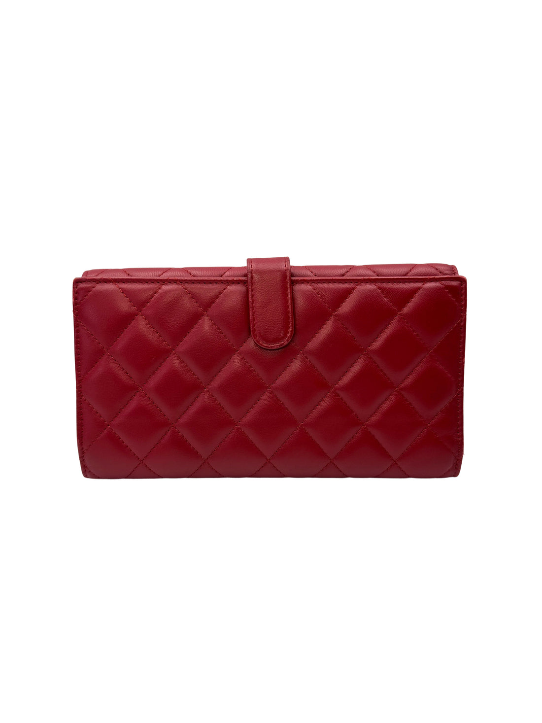 Chanel Red Quilted Leather Long Wallet(16***38) CC2093