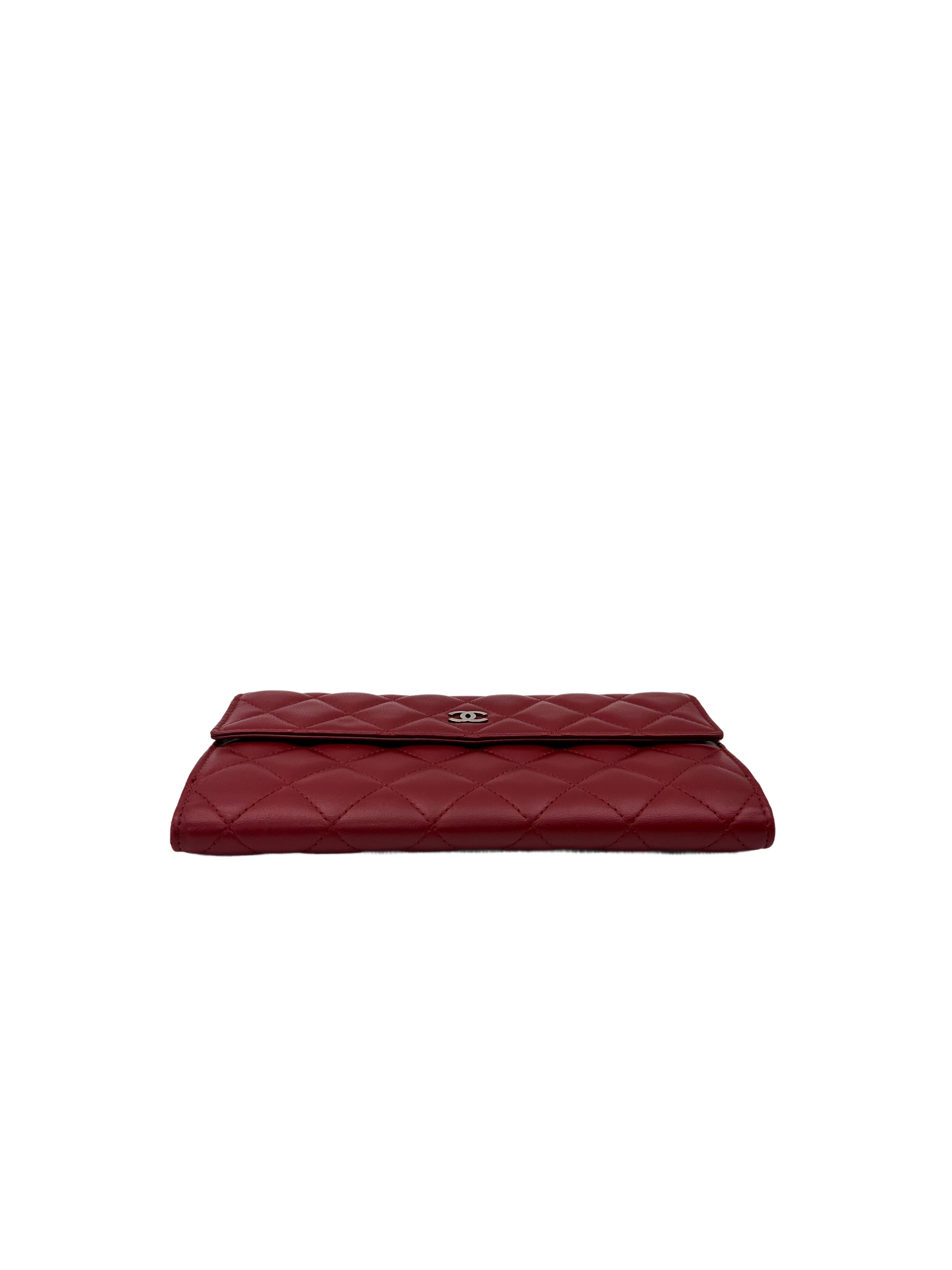 Chanel Red Quilted Leather Long Wallet(16***38) CC2093