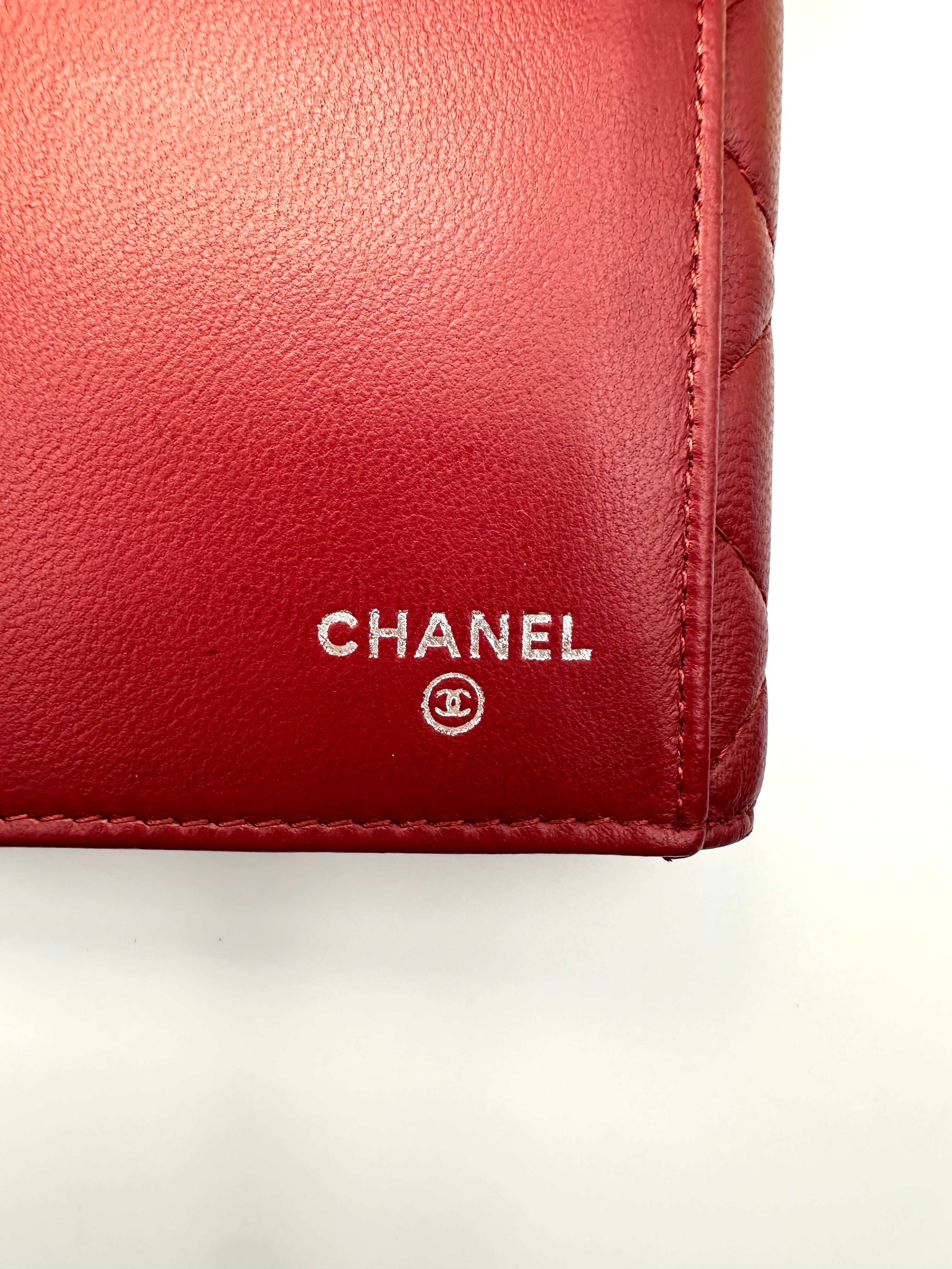 Chanel Red Quilted Leather Long Wallet(16***38) CC2093