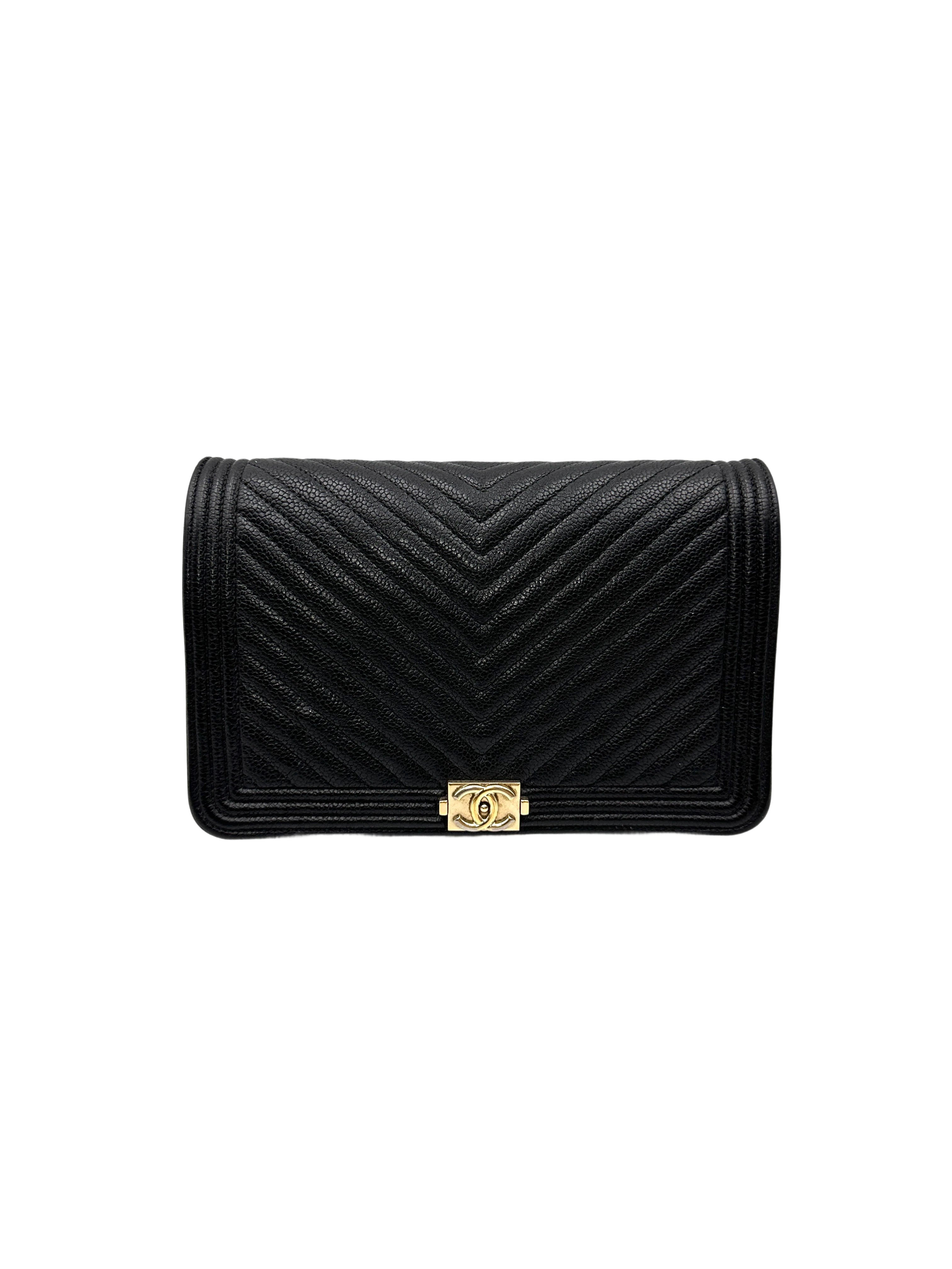 Chanel LeBoy Black Quilted Leather Wallet On Chain(24***18) CC2092
