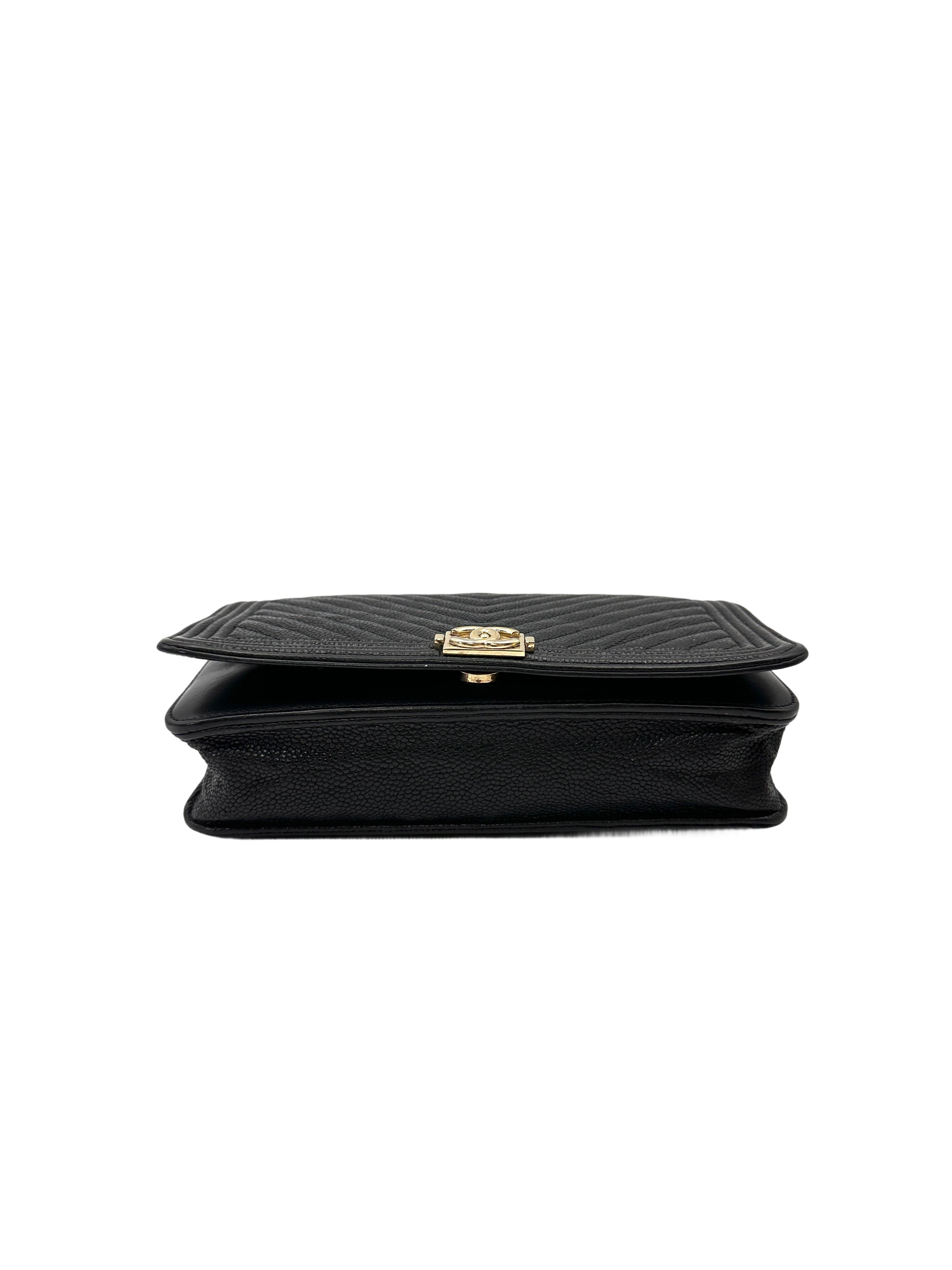 Chanel LeBoy Black Quilted Leather Wallet On Chain(24***18) CC2092