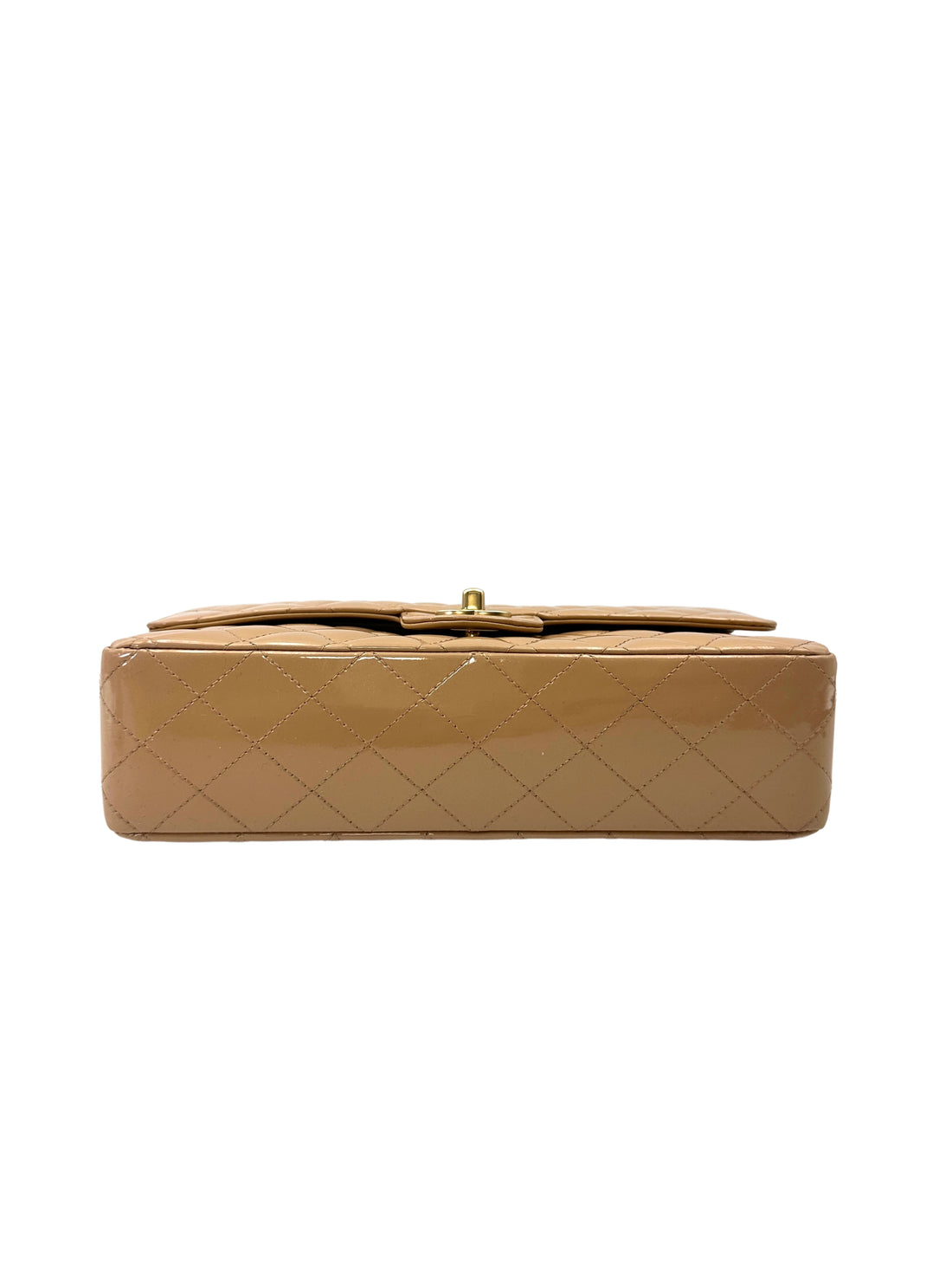 Chanel Classic Flap Beige Quilted Patent Leather Medium Size Shoulder Bag With Gold Buckle(13***62) CC2102