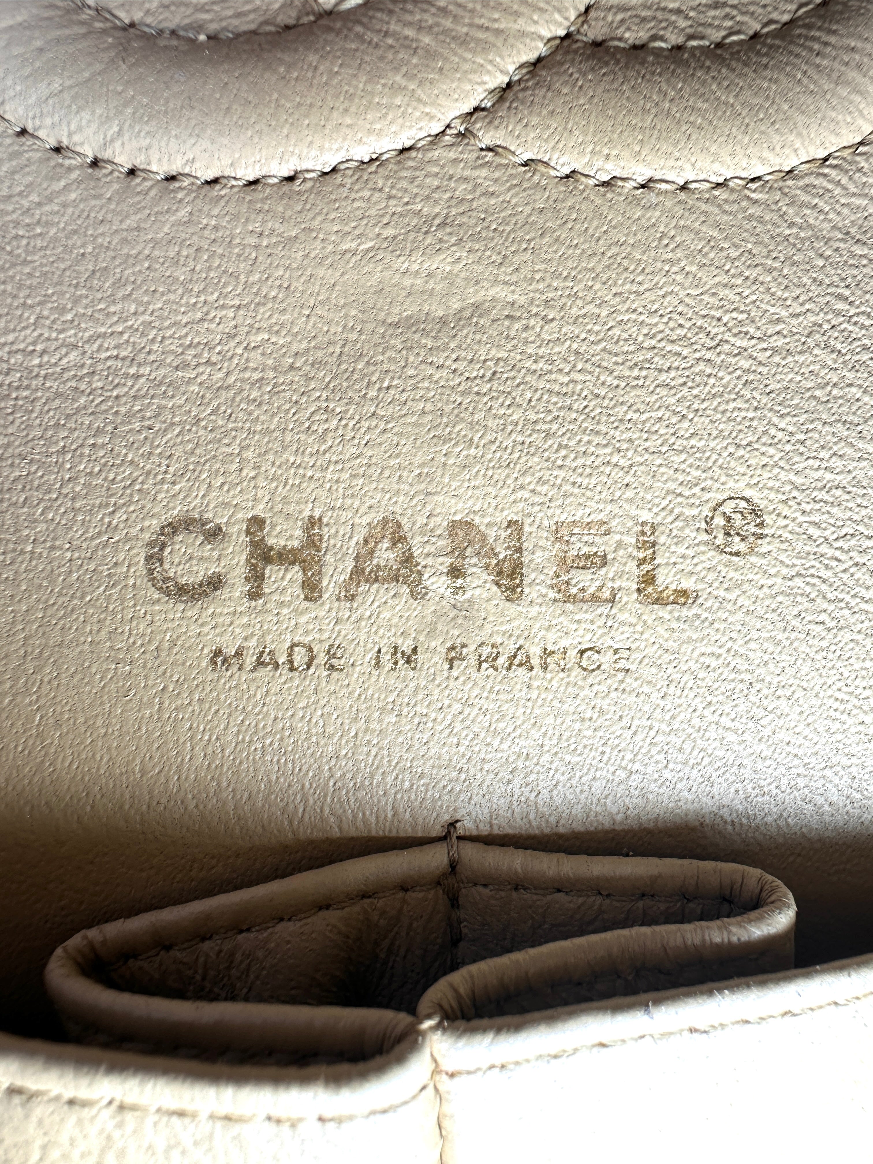 Chanel Classic Flap Beige Quilted Patent Leather Medium Size Shoulder Bag With Gold Buckle(13***62) CC2102