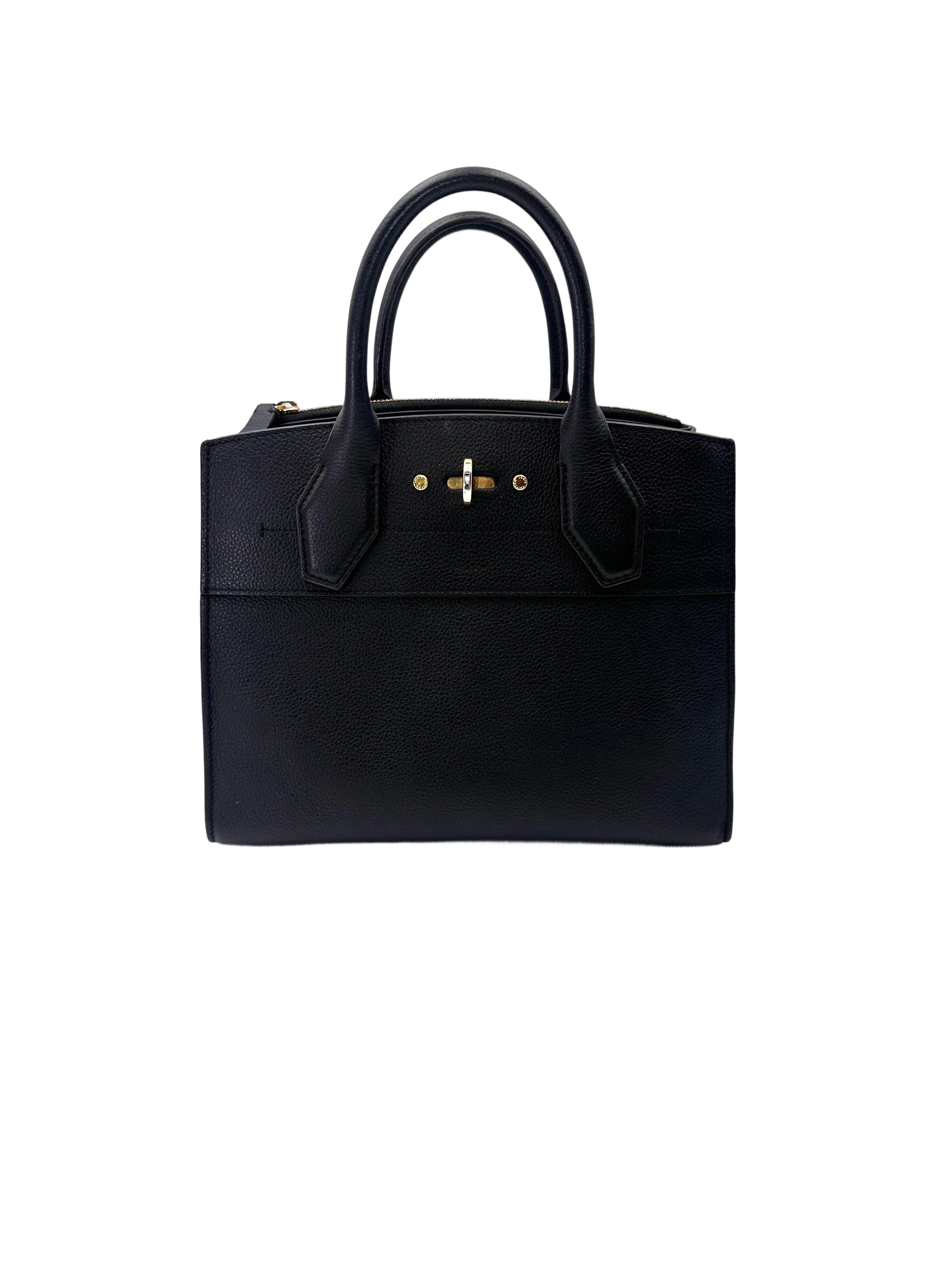Louis Vuitton City Steamer PM Black Grained Leather Handle Bag LV2932
