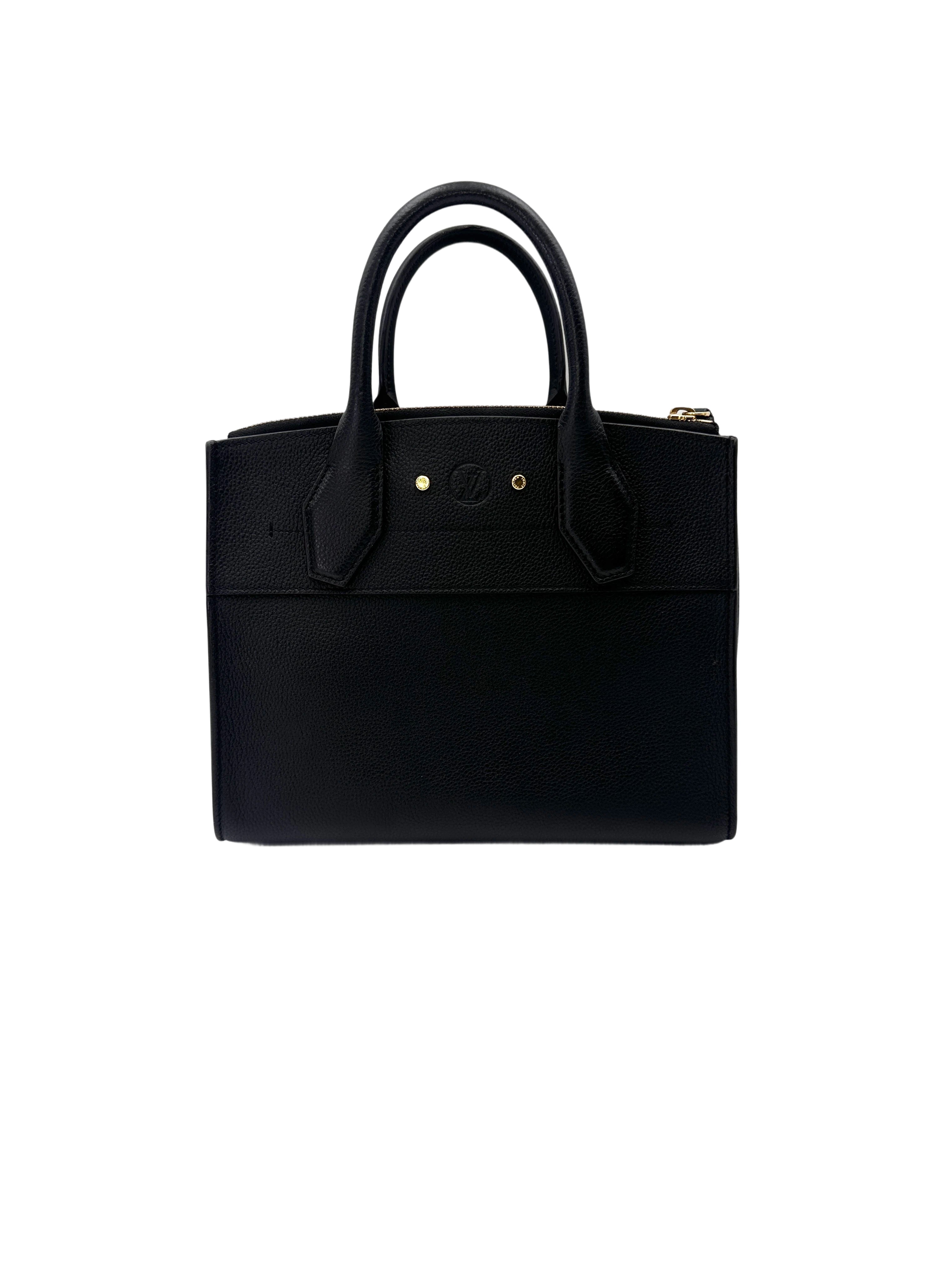Louis Vuitton City Steamer PM Black Grained Leather Handle Bag LV2932