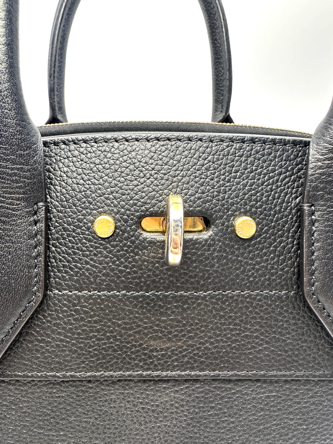 Louis Vuitton City Steamer PM Black Grained Leather Handle Bag LV2932