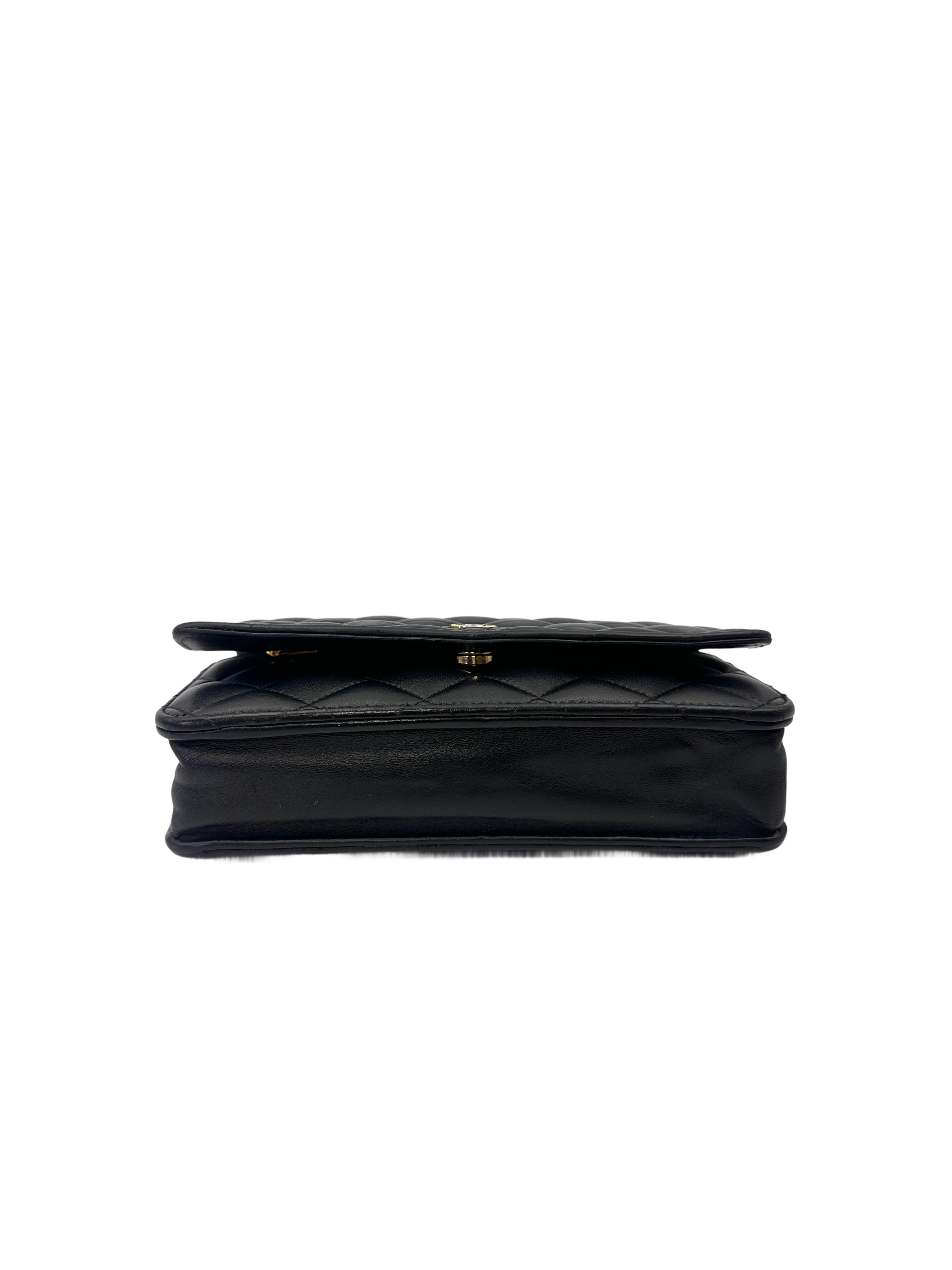 Chanel Black Quilted Lambskin Wallet On Chain(UU***1E) CC2098