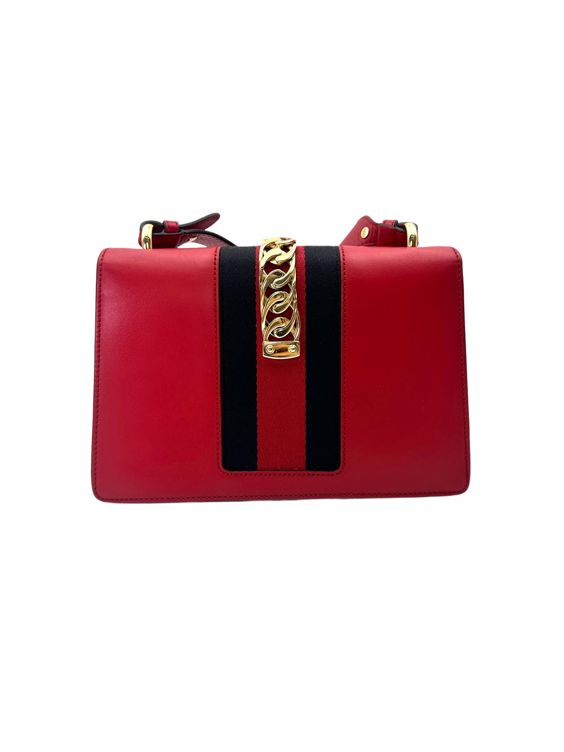 Gucci Sylvie Red Leather Medium Size Shoulder Bag GG1201