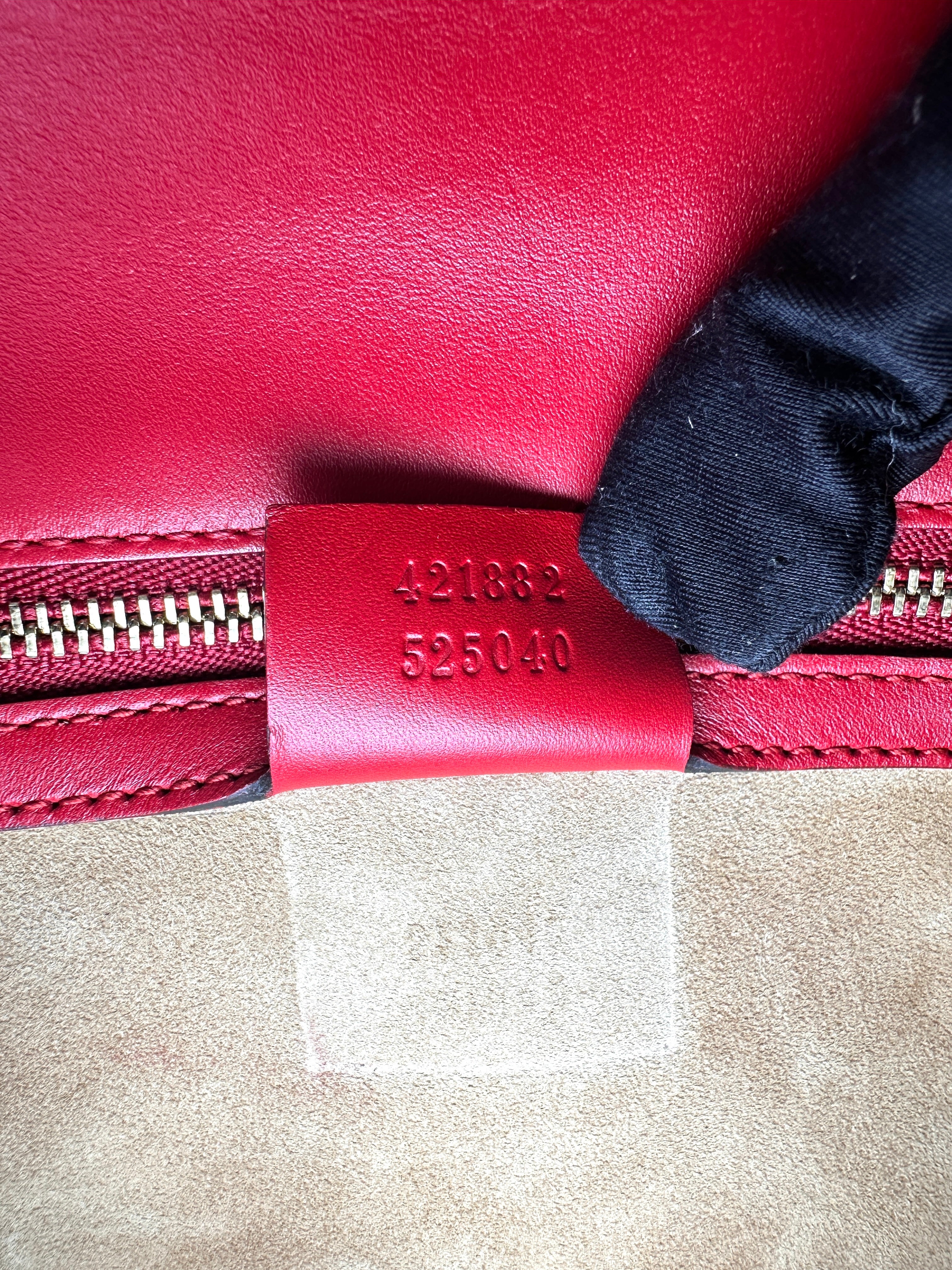 Gucci Sylvie Red Leather Medium Size Shoulder Bag GG1201