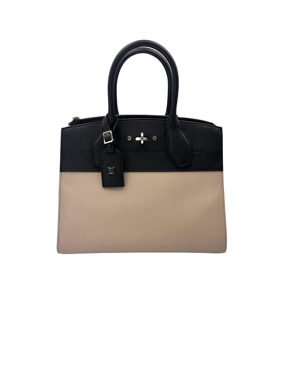 Louis Vuitton City Steamer MM Black/Grey Grained Leather Handle Bag LV2933