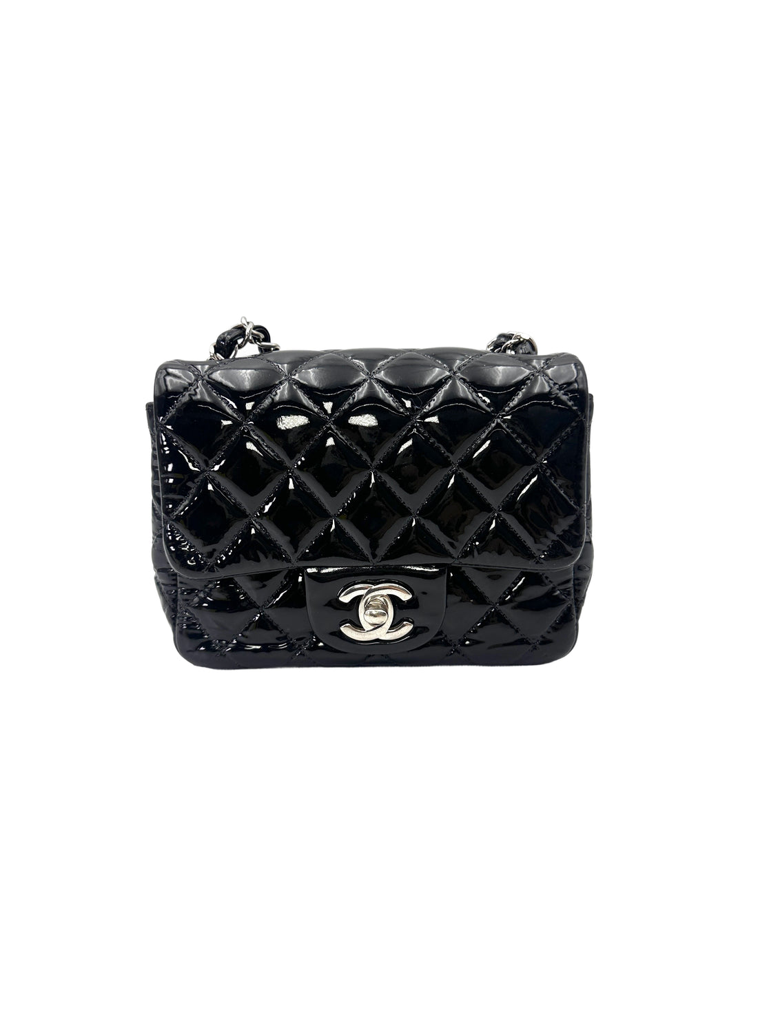 Chanel Black Quilted Patent Leather Mini Flap Bag(19***83) CC2099