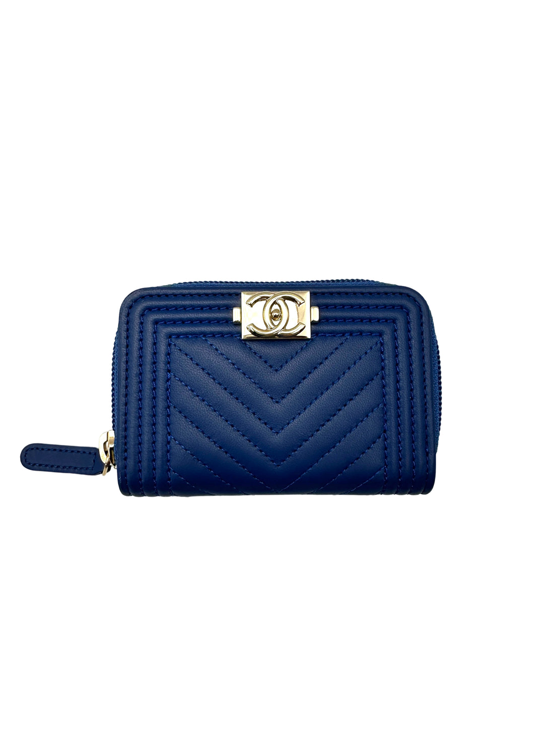 Chanel LeBoy Blue Chevron Leather Wallet(23***48) CC2100