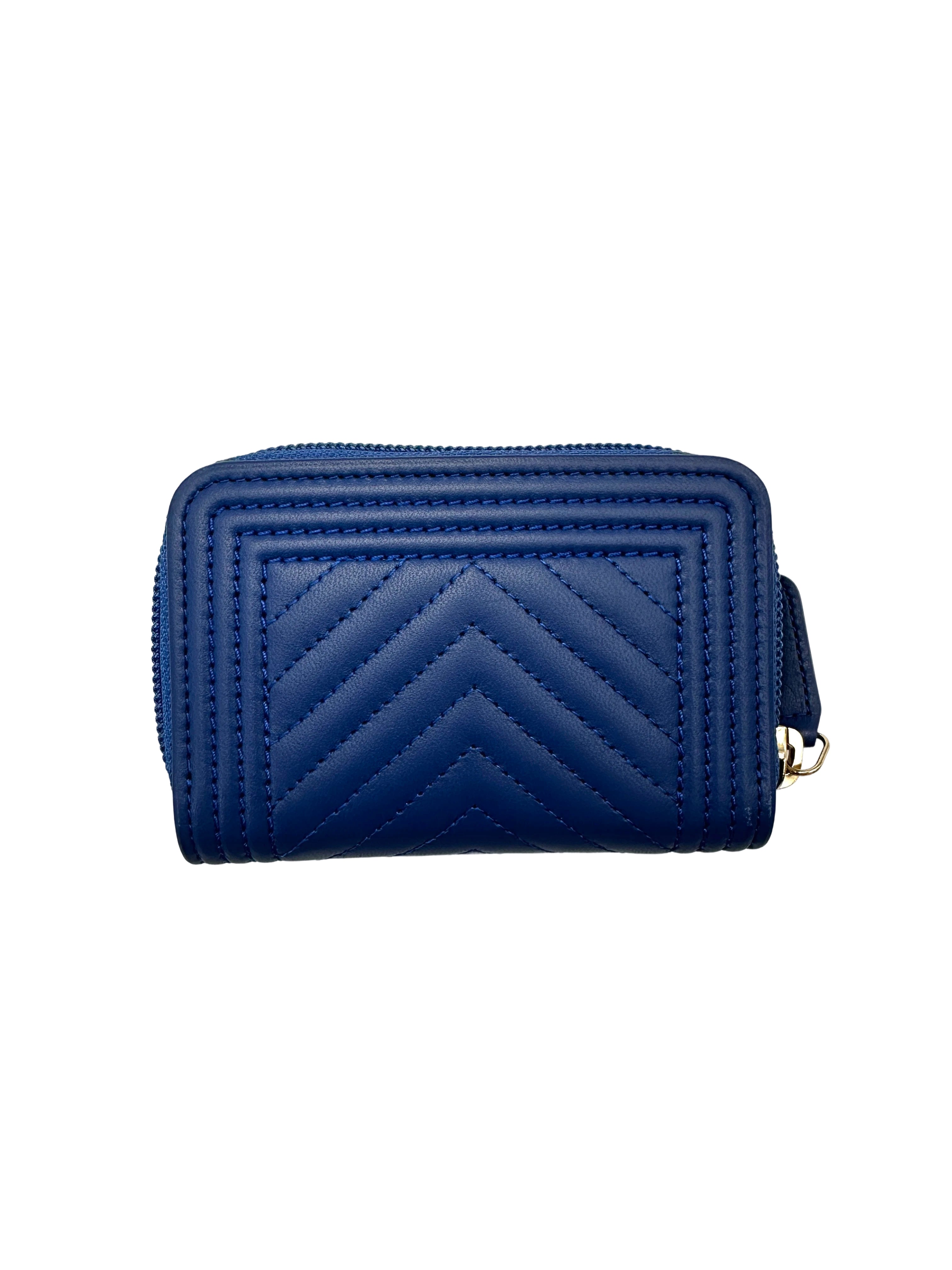 Chanel LeBoy Blue Chevron Leather Wallet(23***48) CC2100