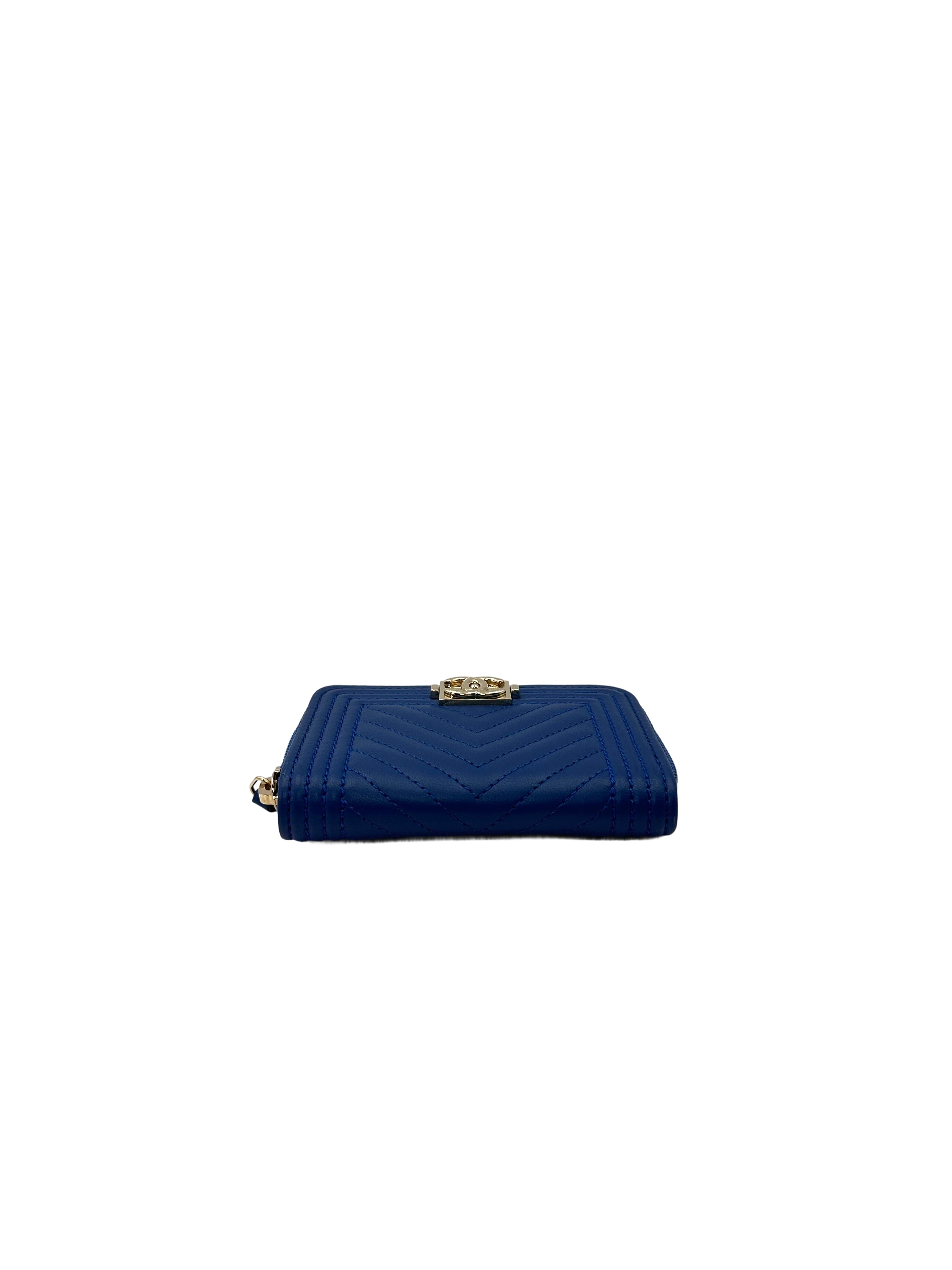 Chanel LeBoy Blue Chevron Leather Wallet(23***48) CC2100