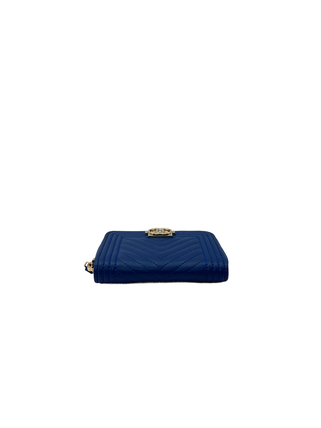 Chanel LeBoy Blue Chevron Leather Wallet(23***48) CC2100