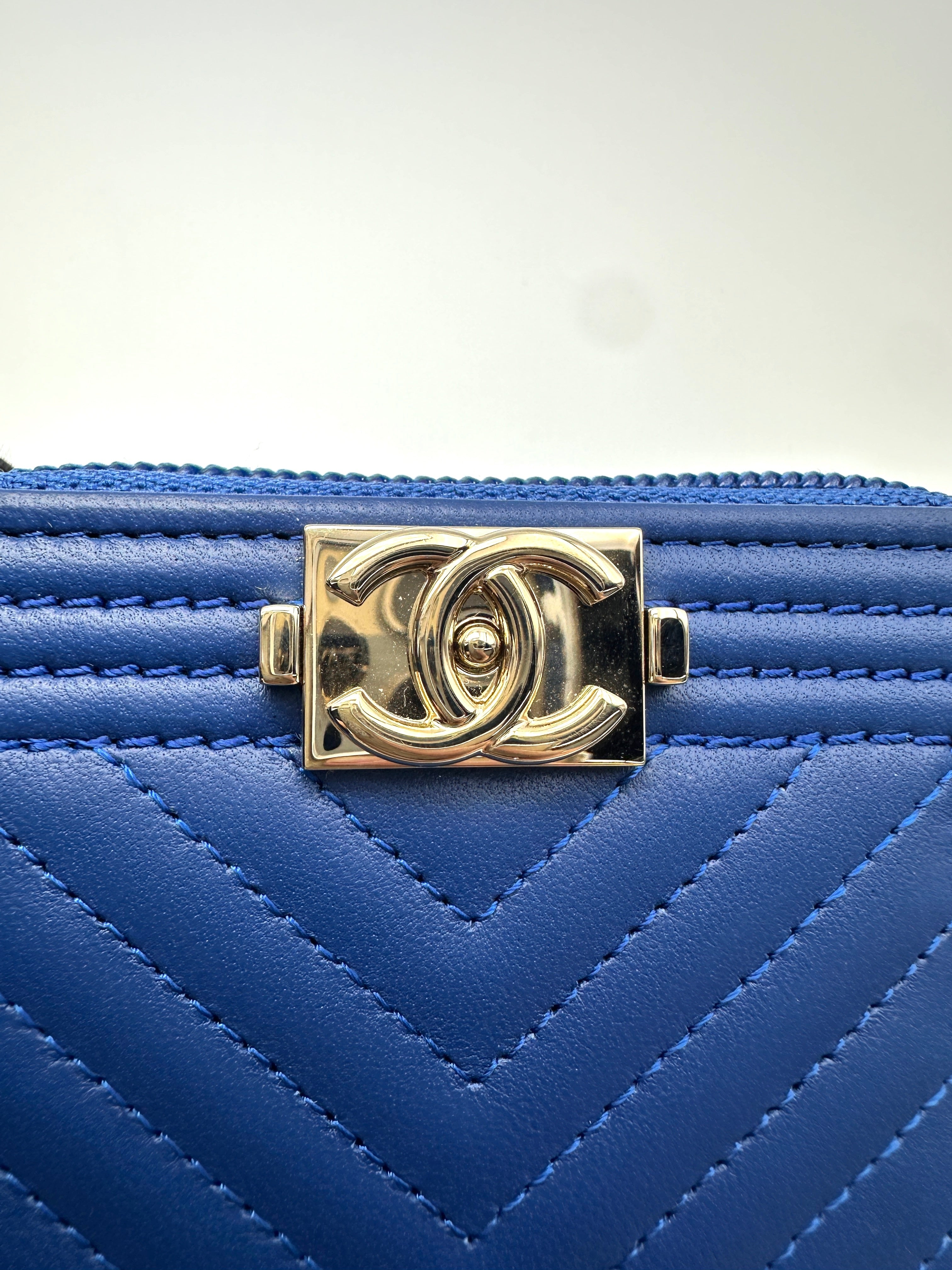 Chanel LeBoy Blue Chevron Leather Wallet(23***48) CC2100