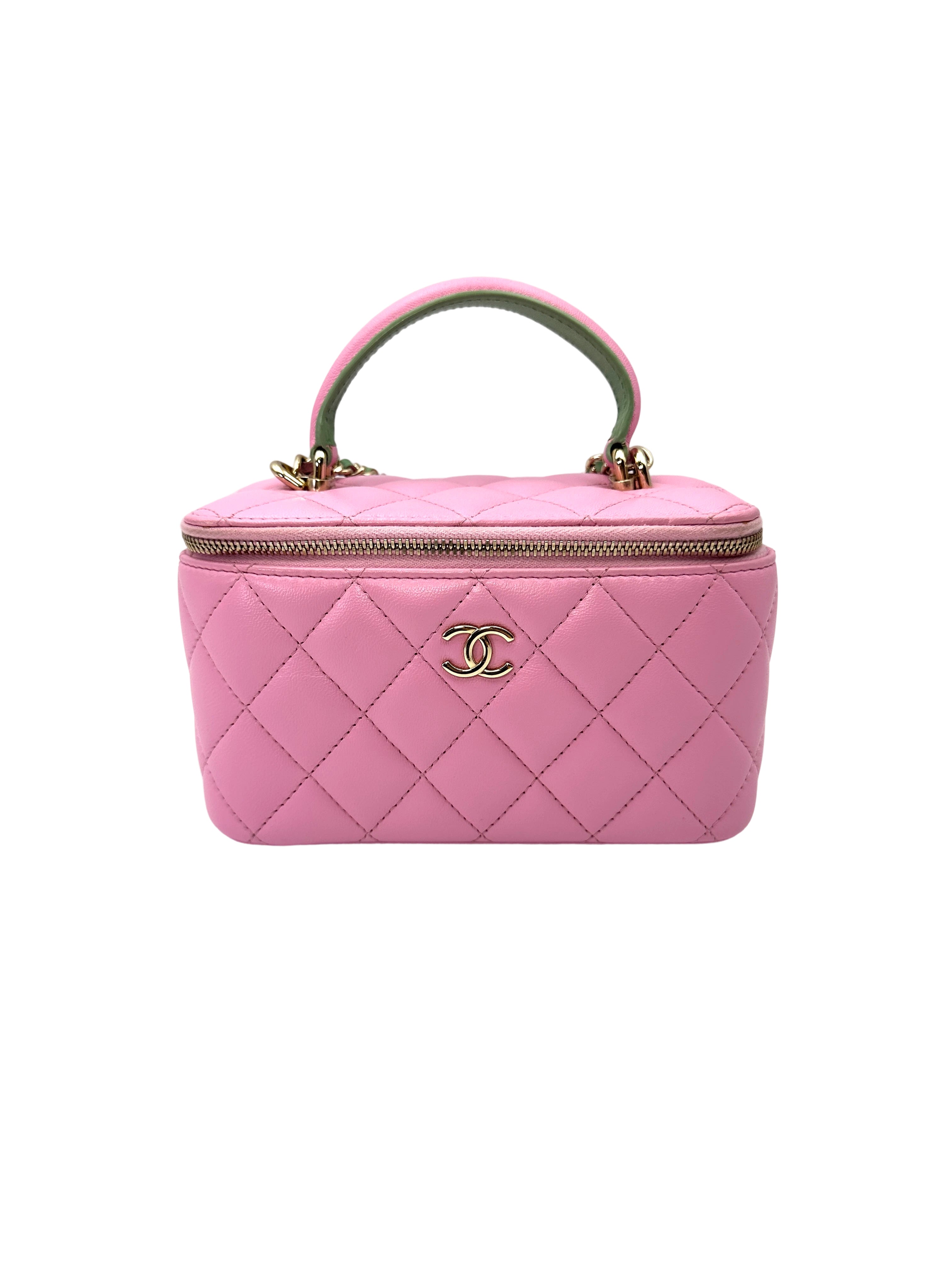 Chanel Pink Quilted Leather Top Handle Vanity Case(C7***1K) CC2101