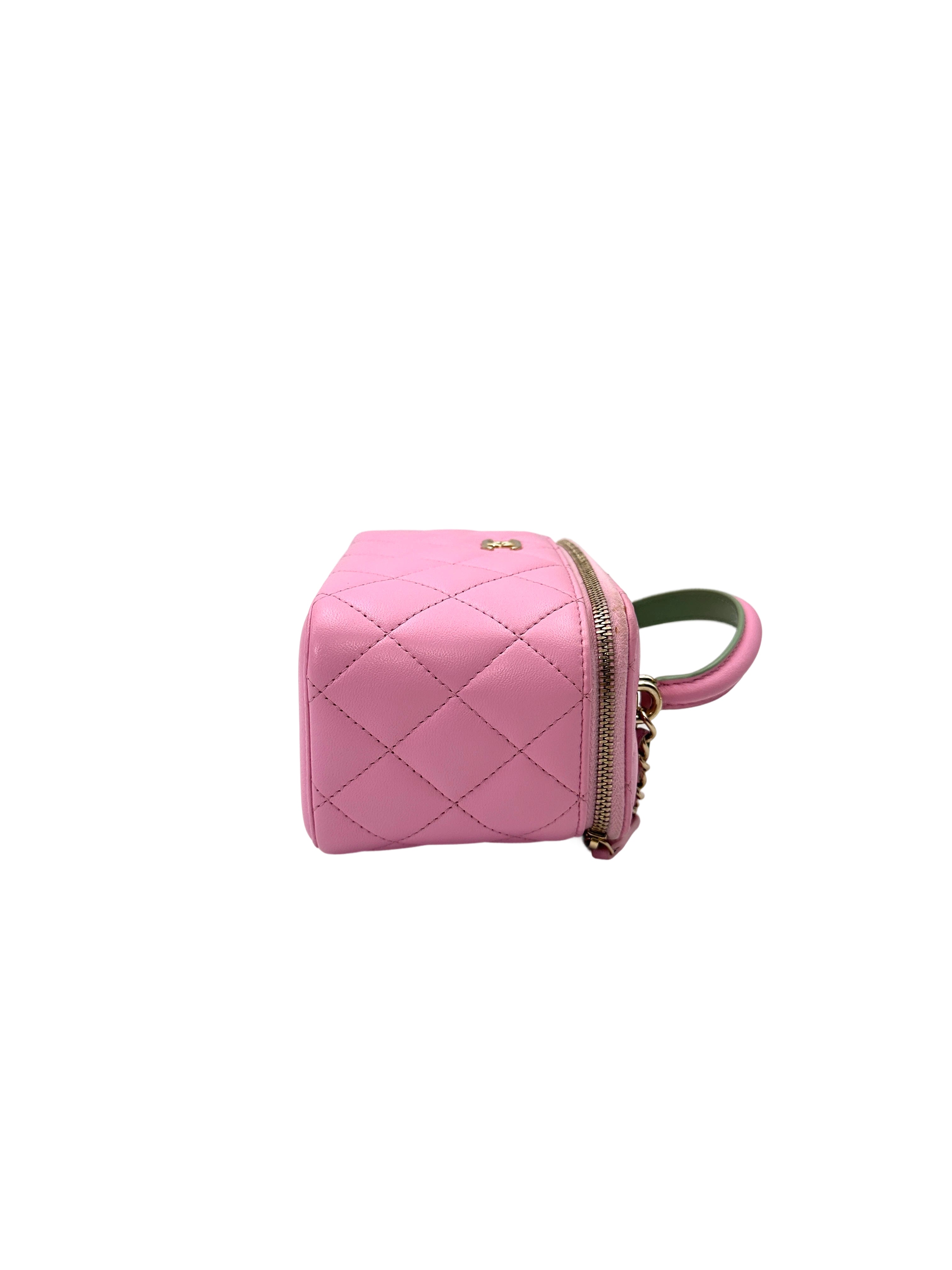 Chanel Pink Quilted Leather Top Handle Vanity Case(C7***1K) CC2101