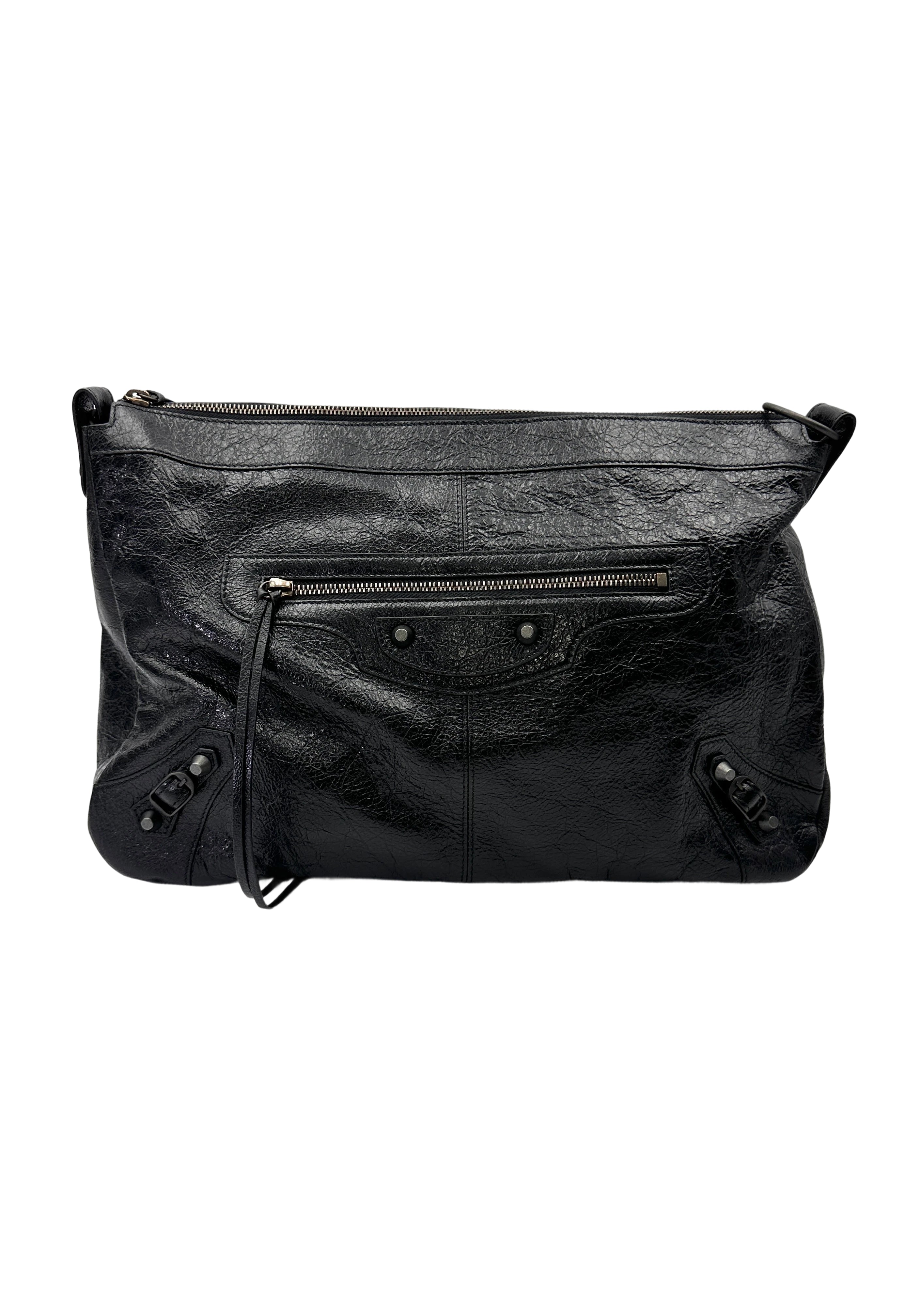 Balenciaga Classic Le City Moto Black Leather Shoulder Bag BB73