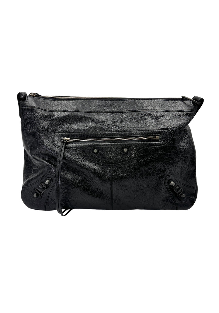 Balenciaga Classic Le City Moto Black Leather Shoulder Bag BB73