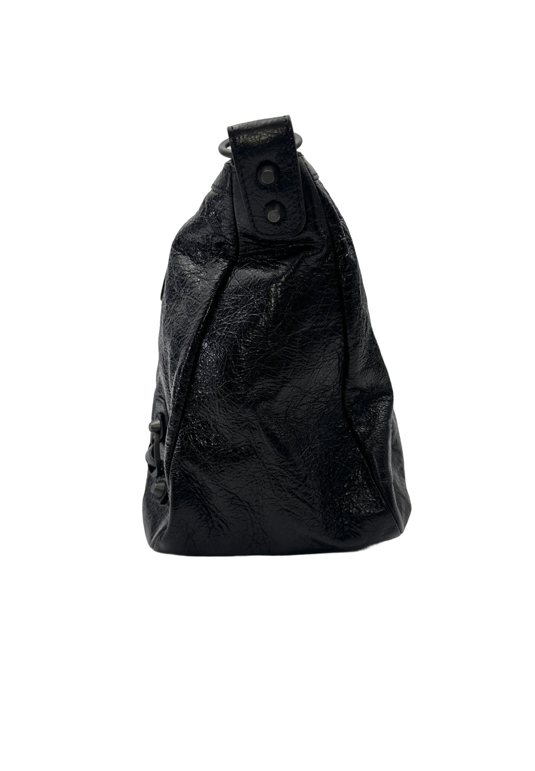 Balenciaga Classic Le City Moto Black Leather Shoulder Bag BB73