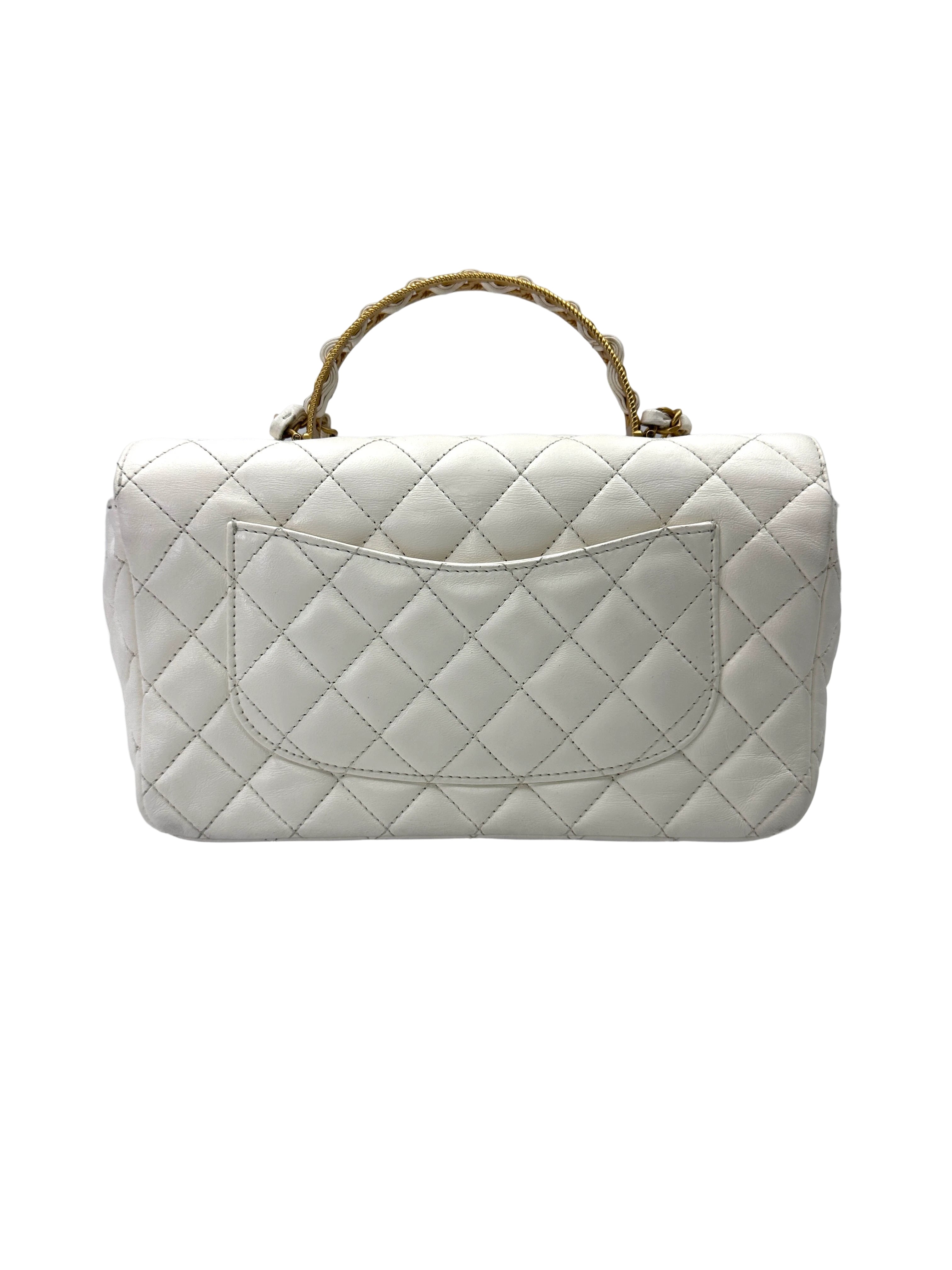 Chanel White Quilted Leather Flap Bag With Gold Hardware(L2***GE) CC2104