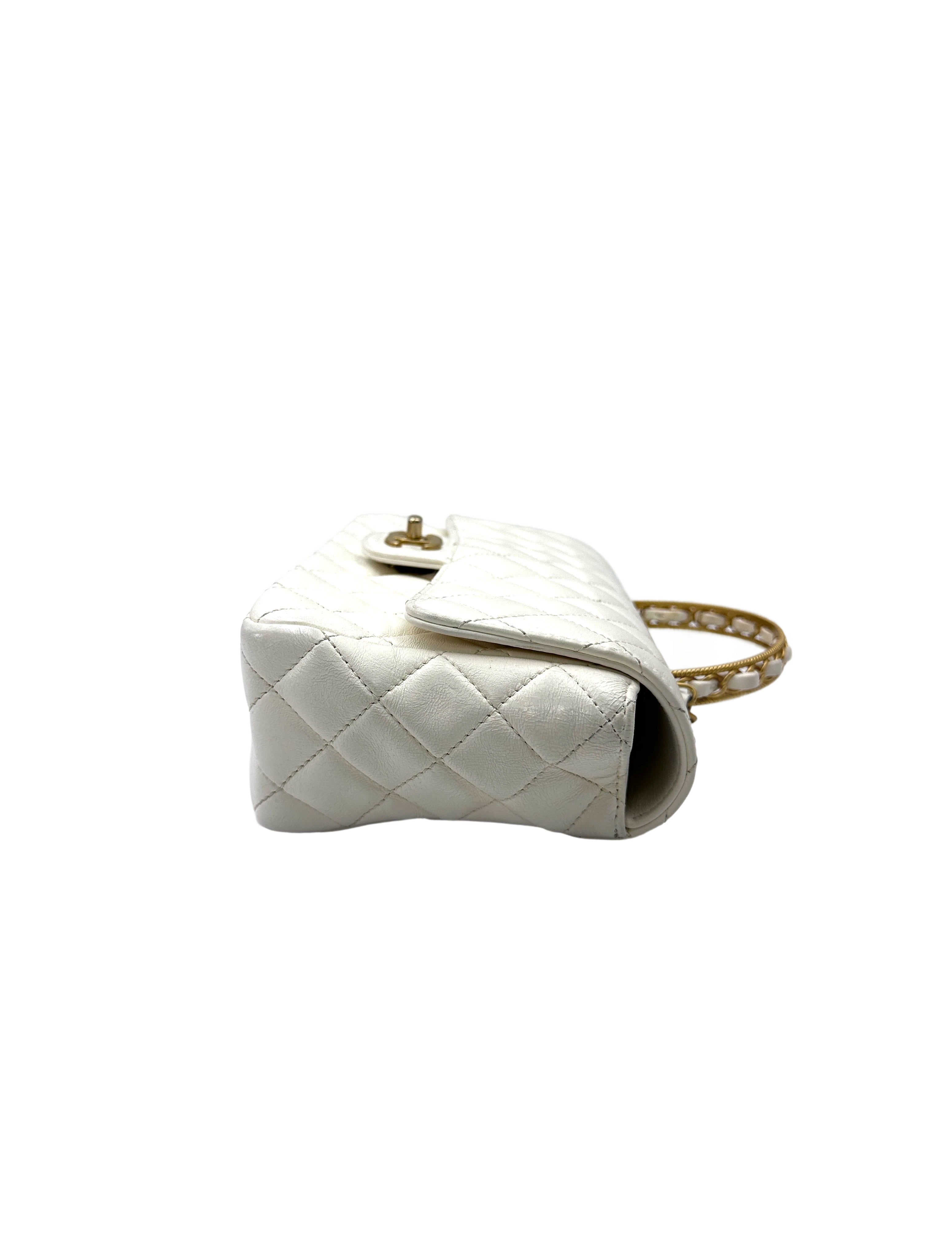 Chanel White Quilted Leather Flap Bag With Gold Hardware(L2***GE) CC2104