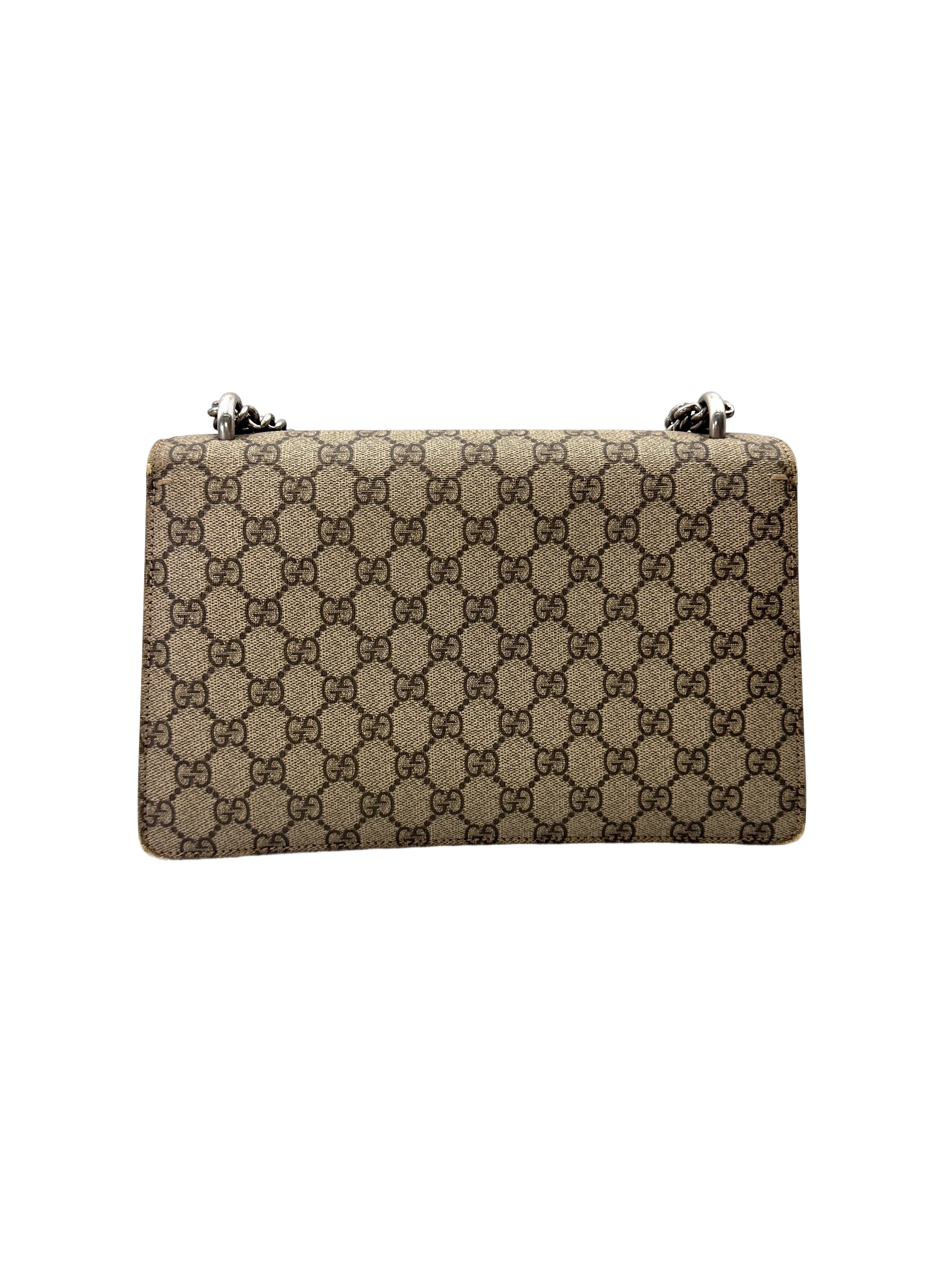 Gucci Dionysus GG Supreme Canvas Medium Size Shoulder Bag With Pink Trim GG1200