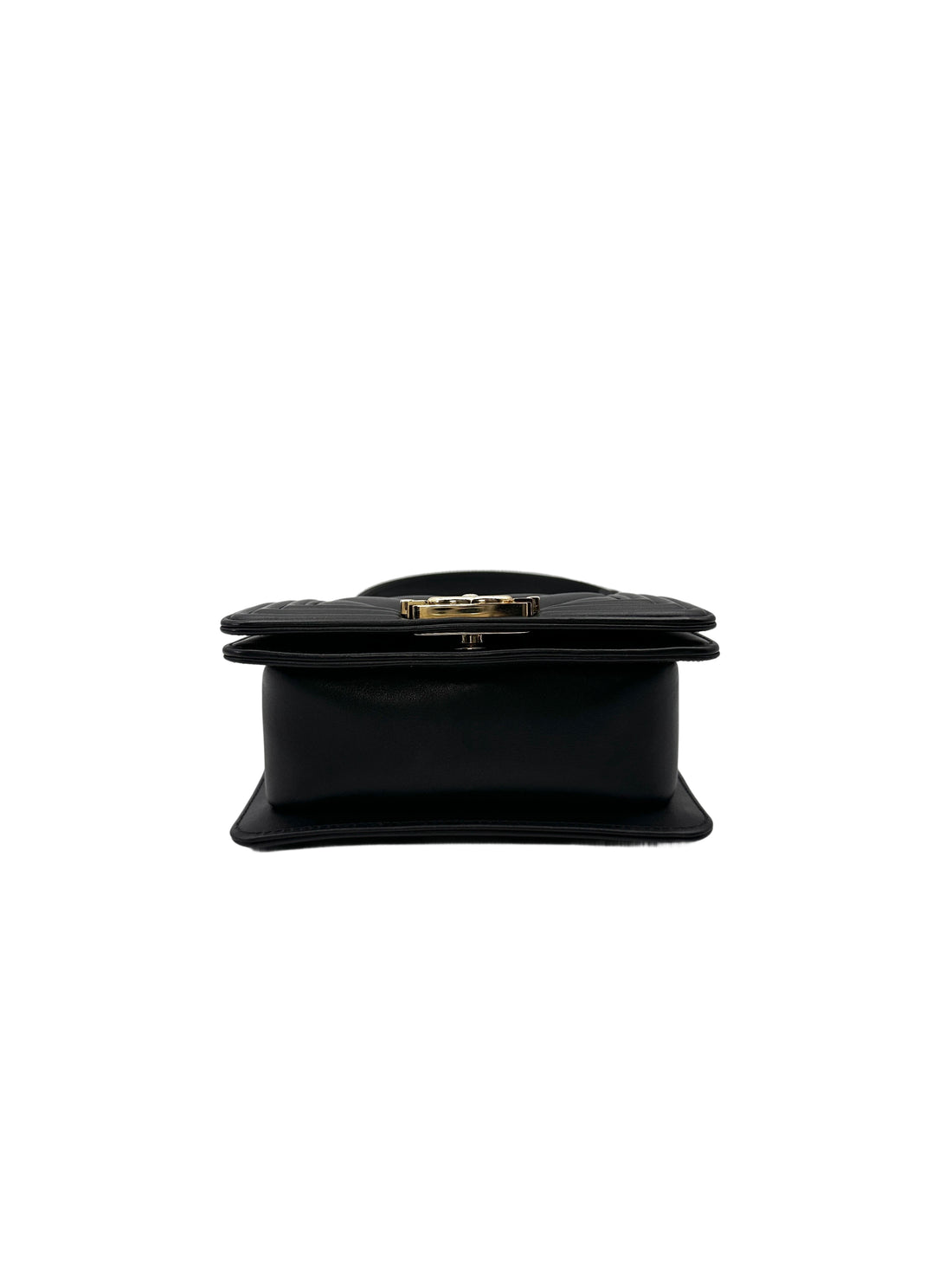 Chanel LeBoy Black Chevron Quilted Leather Mini Flap Bag With Gold Buckle(JC***X8) CC2105