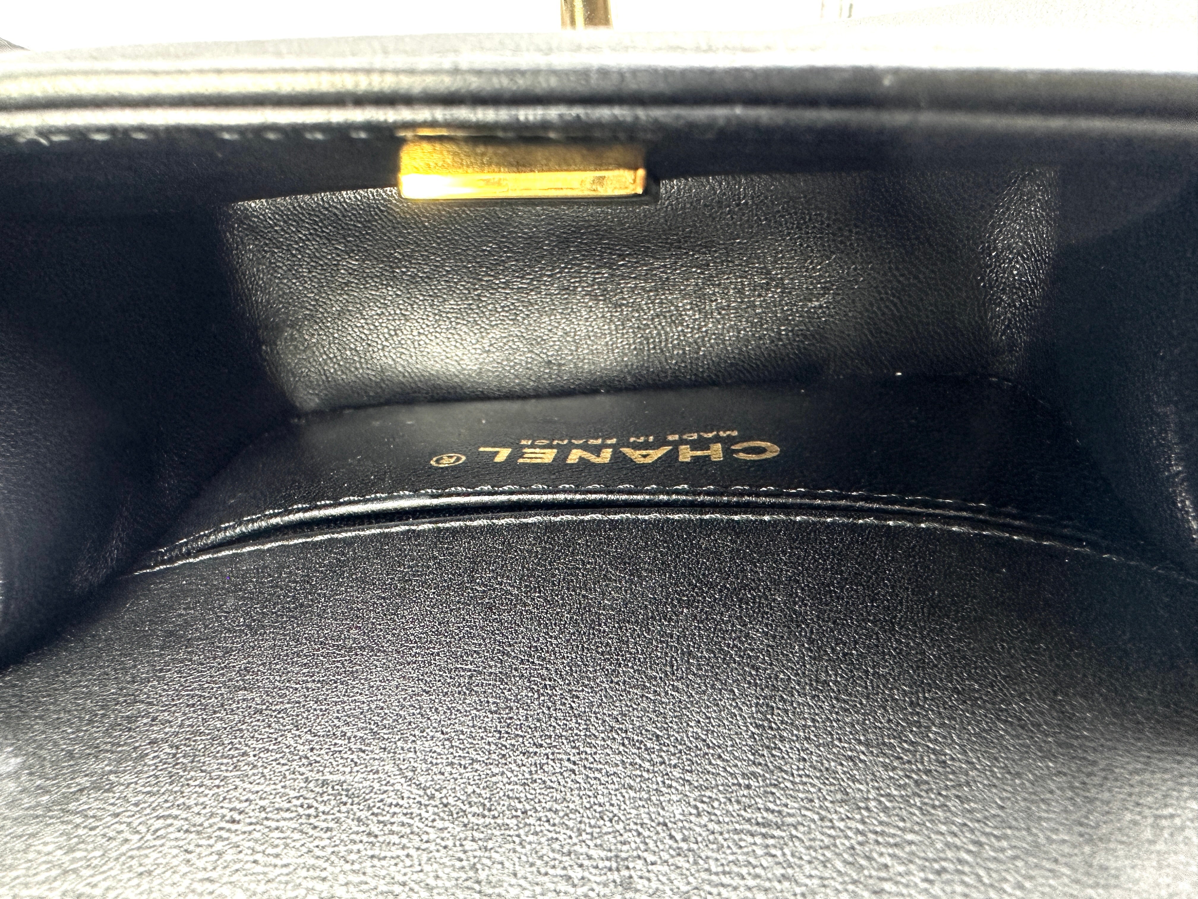 Chanel LeBoy Black Chevron Quilted Leather Mini Flap Bag With Gold Buckle(JC***X8) CC2105
