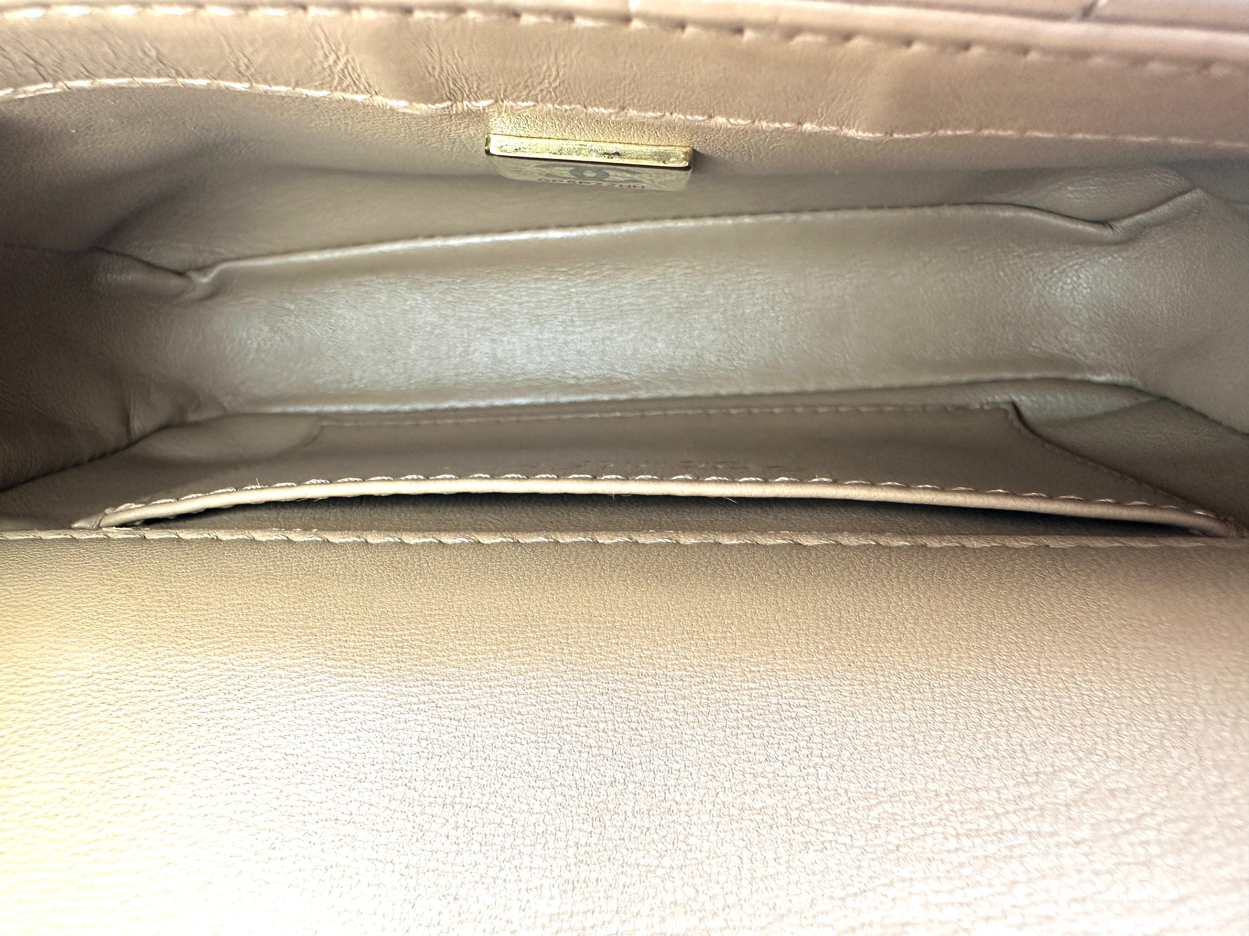 Chanel 22B Classic Flap Brown Quilted Lambskin Mini Shoulder Bag With Gold Buckle(GP***HH) CC2106