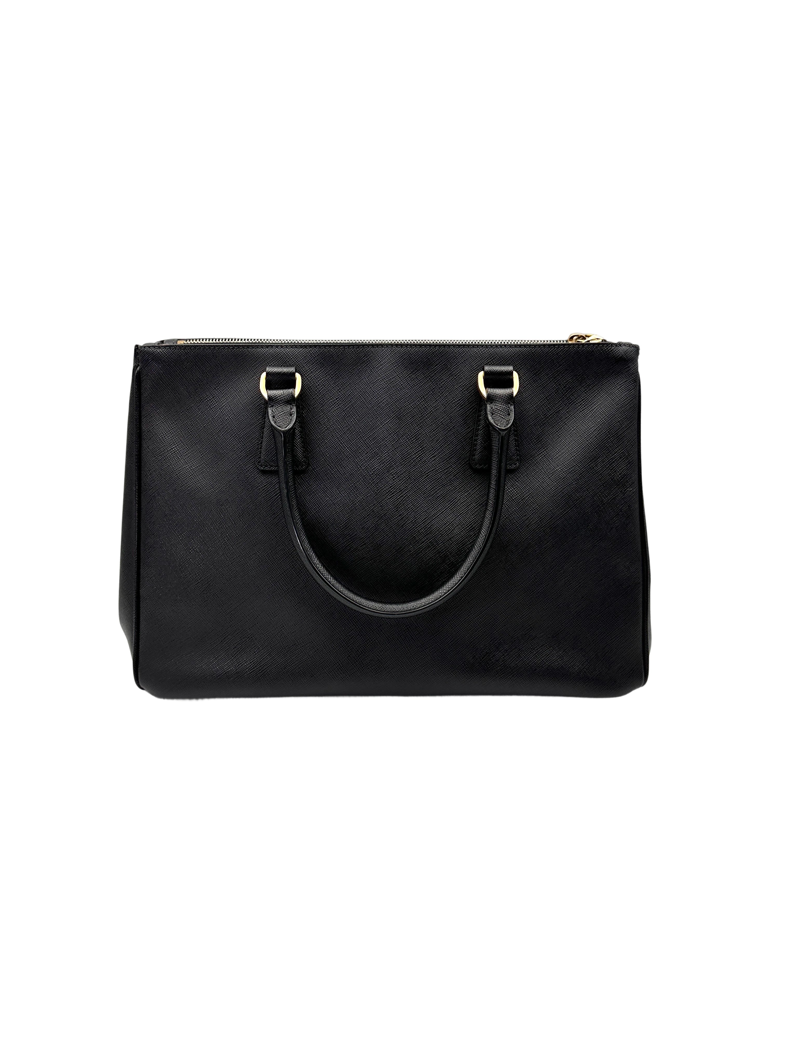 Prada Galleria Black Saffiano Leather Handle Bag PR436