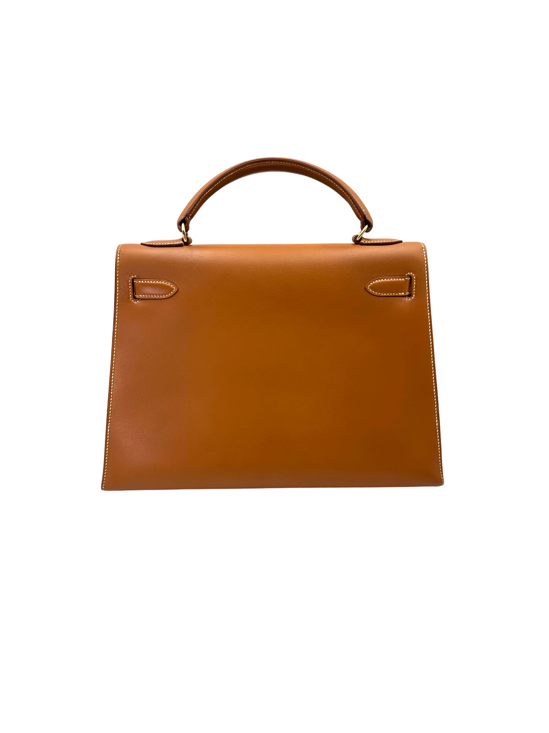 Hermes Kelly32 Brown Leather Top Handle Bag With Gold Hardware HR121