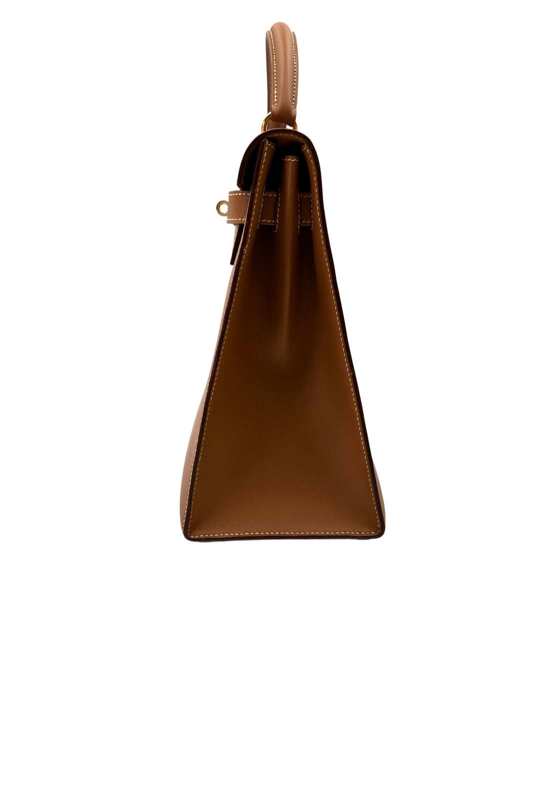 Hermes Kelly32 Brown Leather Top Handle Bag With Gold Hardware HR121