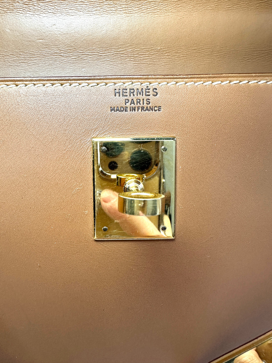 Hermes Kelly32 Brown Leather Top Handle Bag With Gold Hardware HR121
