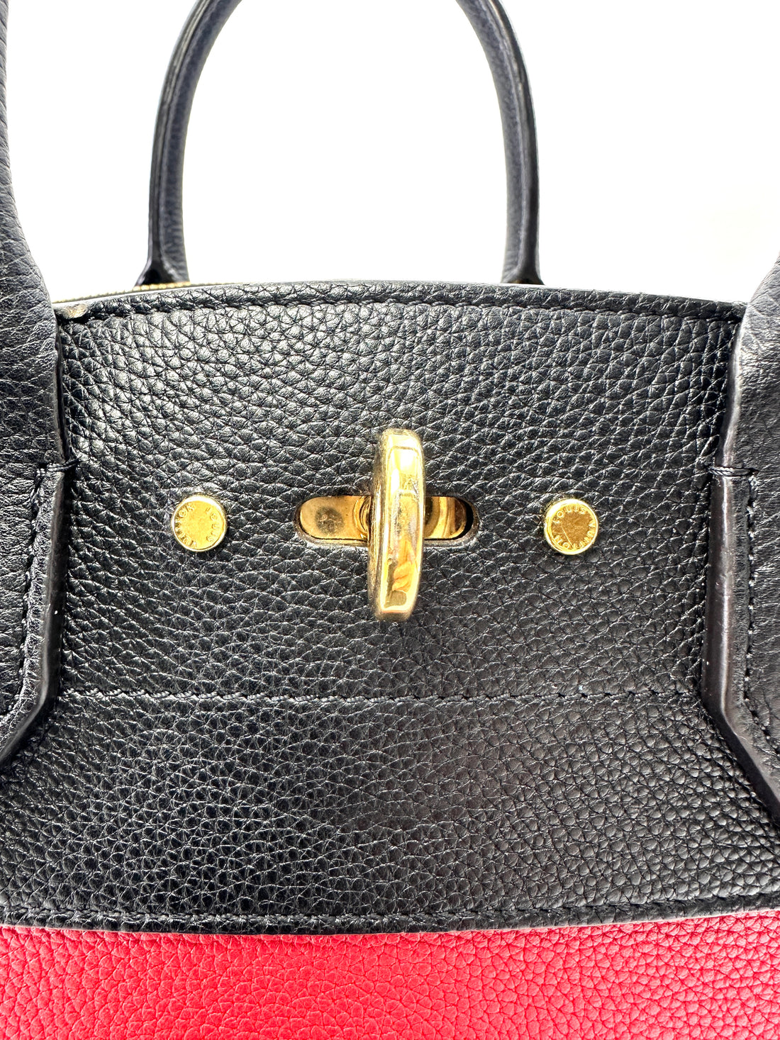 Louis Vuitton City Steamer Black/Red Grained Leather Handle Bag LV2939