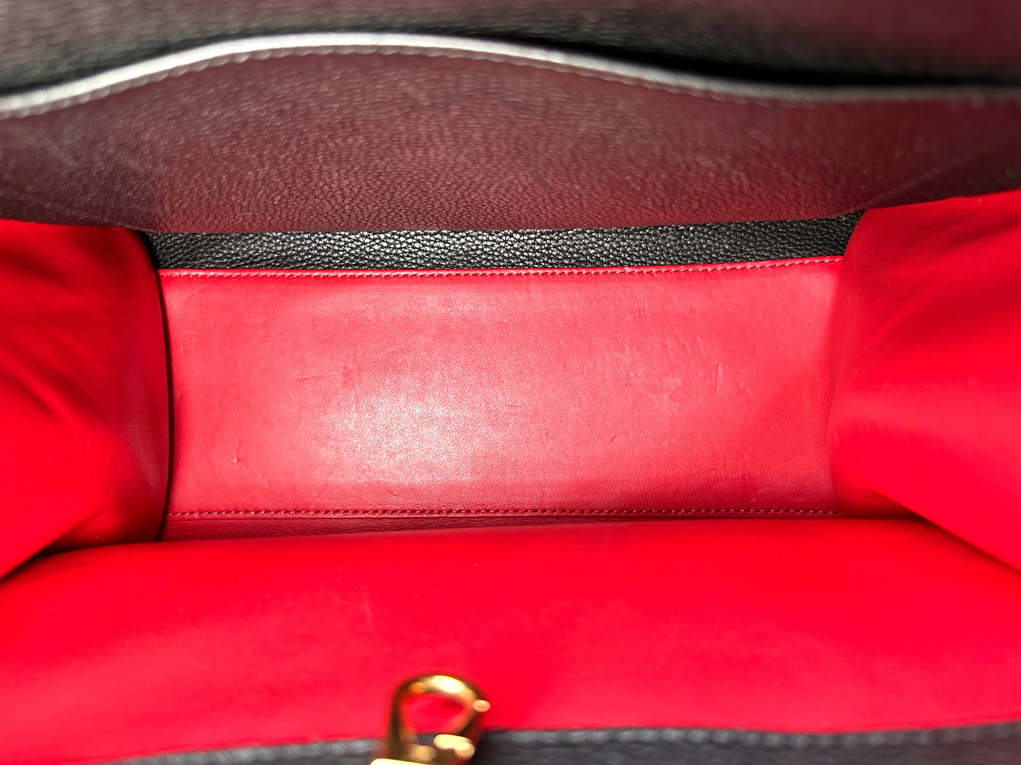 Louis Vuitton City Steamer Black/Red Grained Leather Handle Bag LV2939